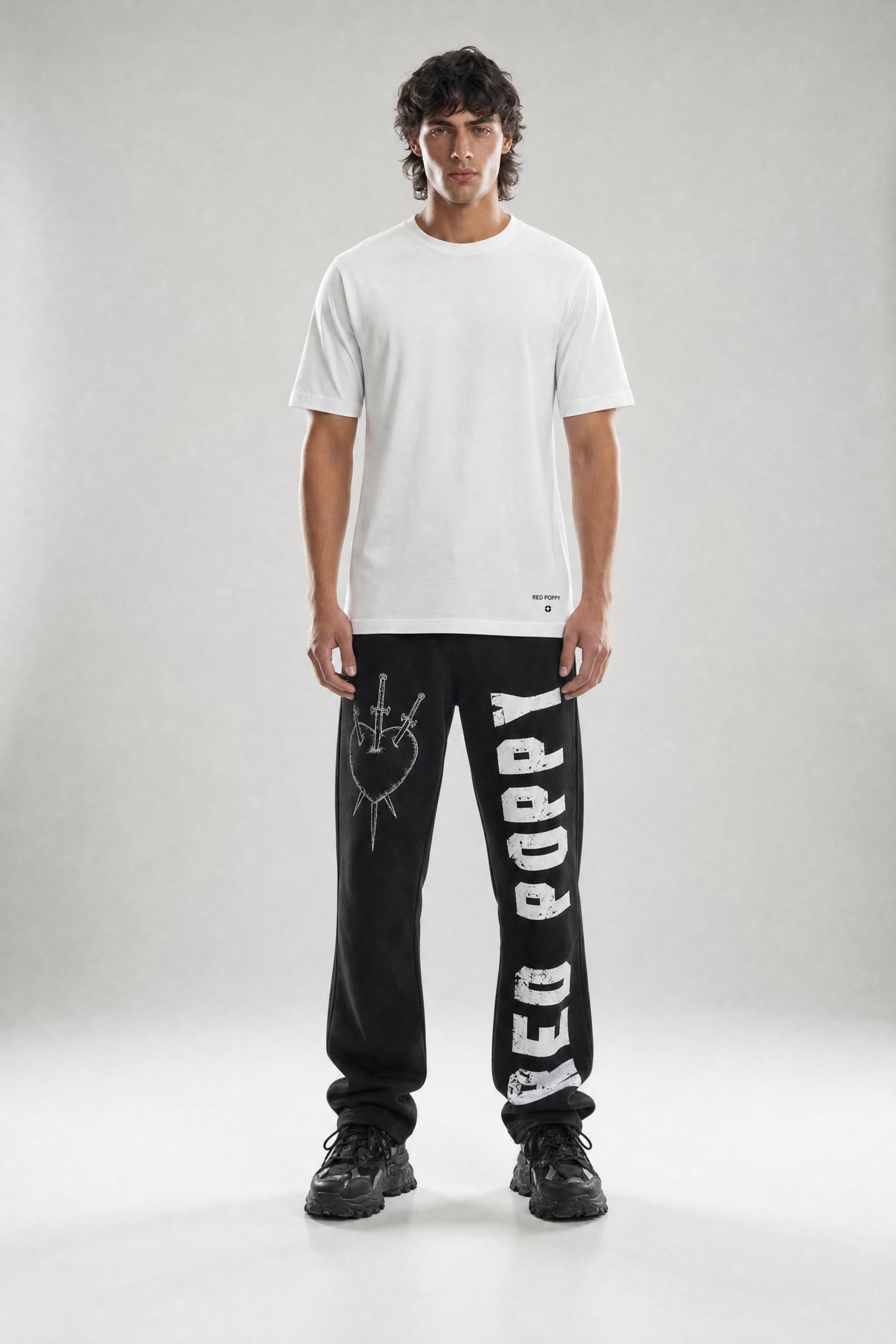 Red Poppy Heart Sweatpants - Relaxed Fit