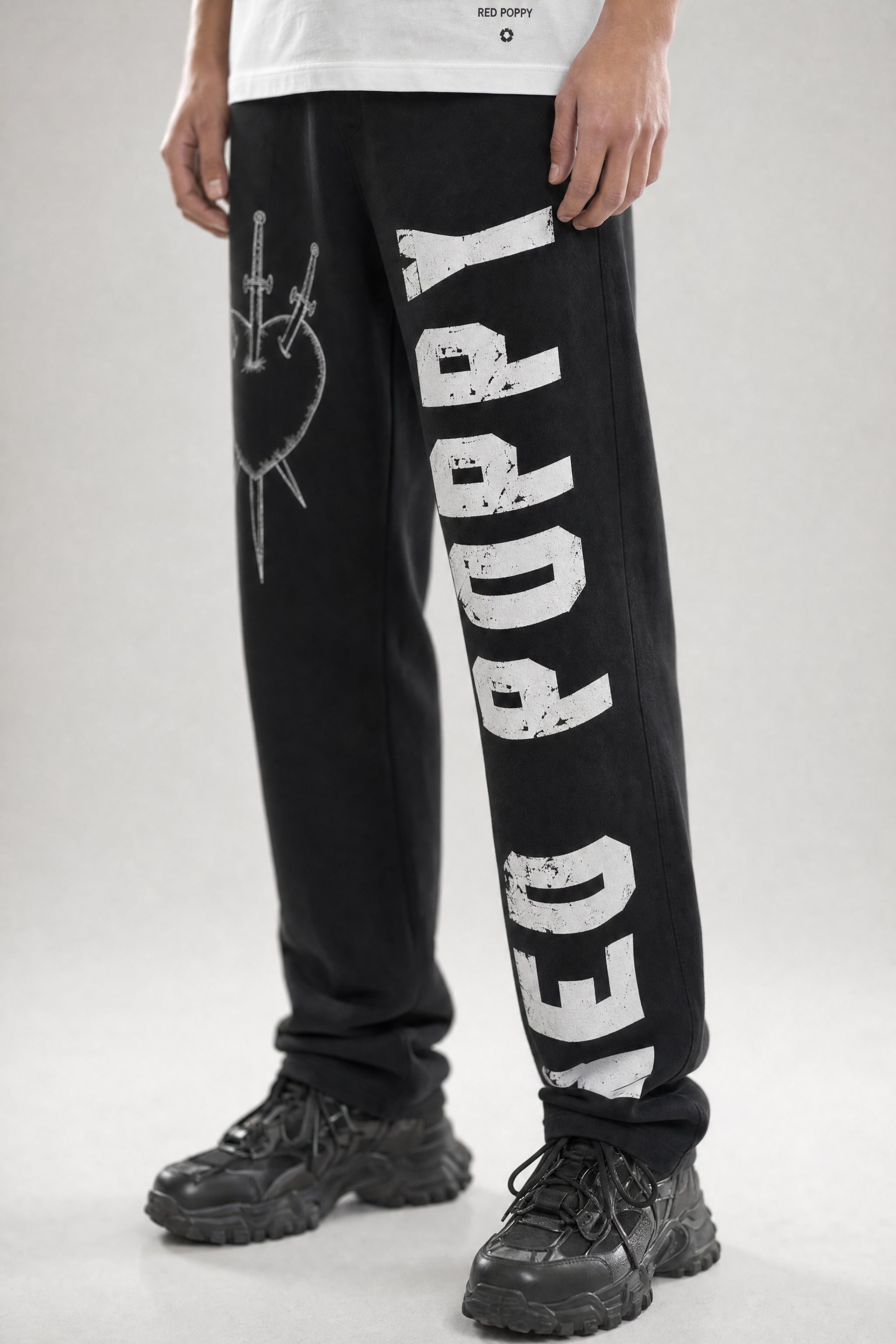 Red Poppy Heart Sweatpants - Relaxed Fit