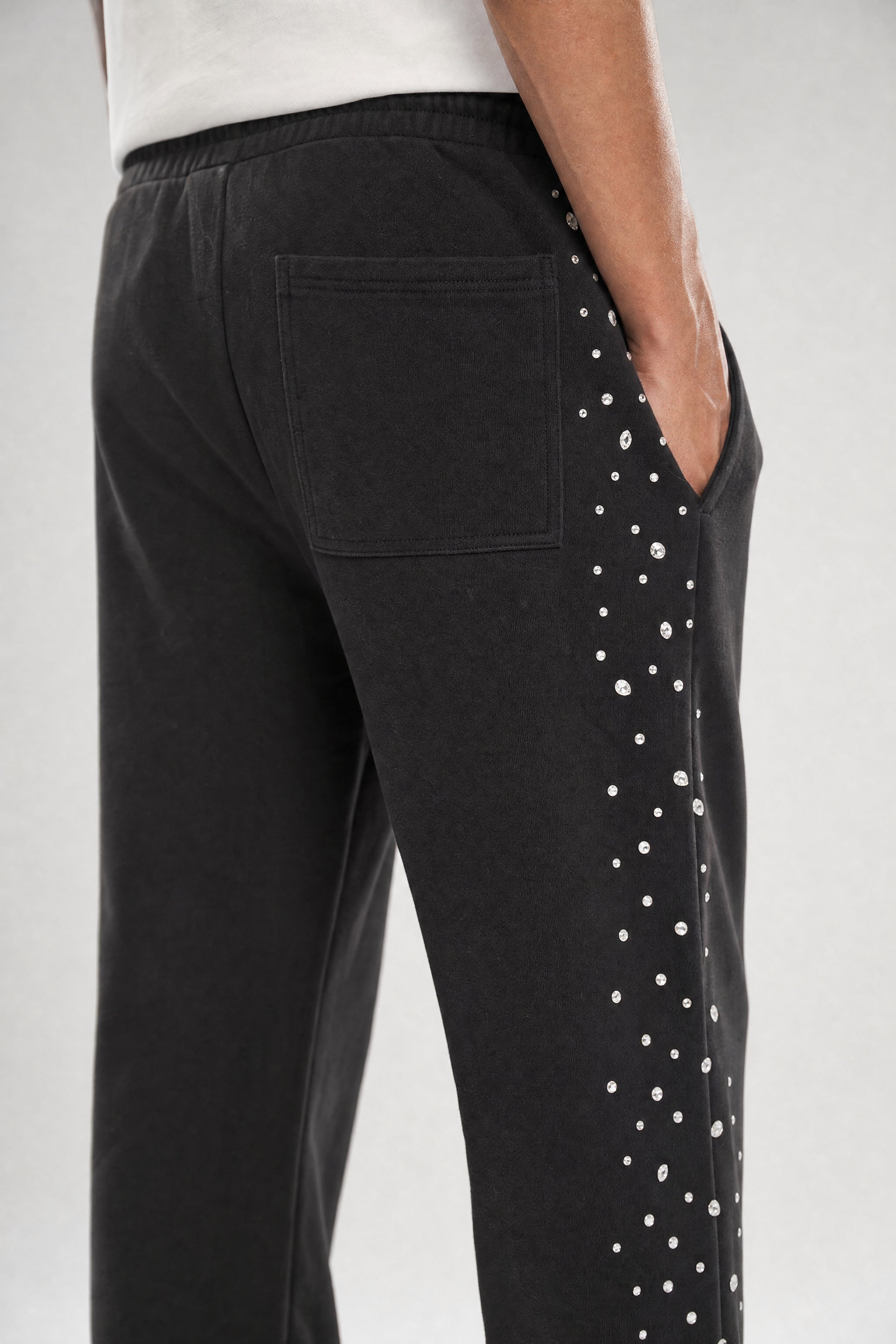 Red Poppy Embellished Sweatpants - Studded