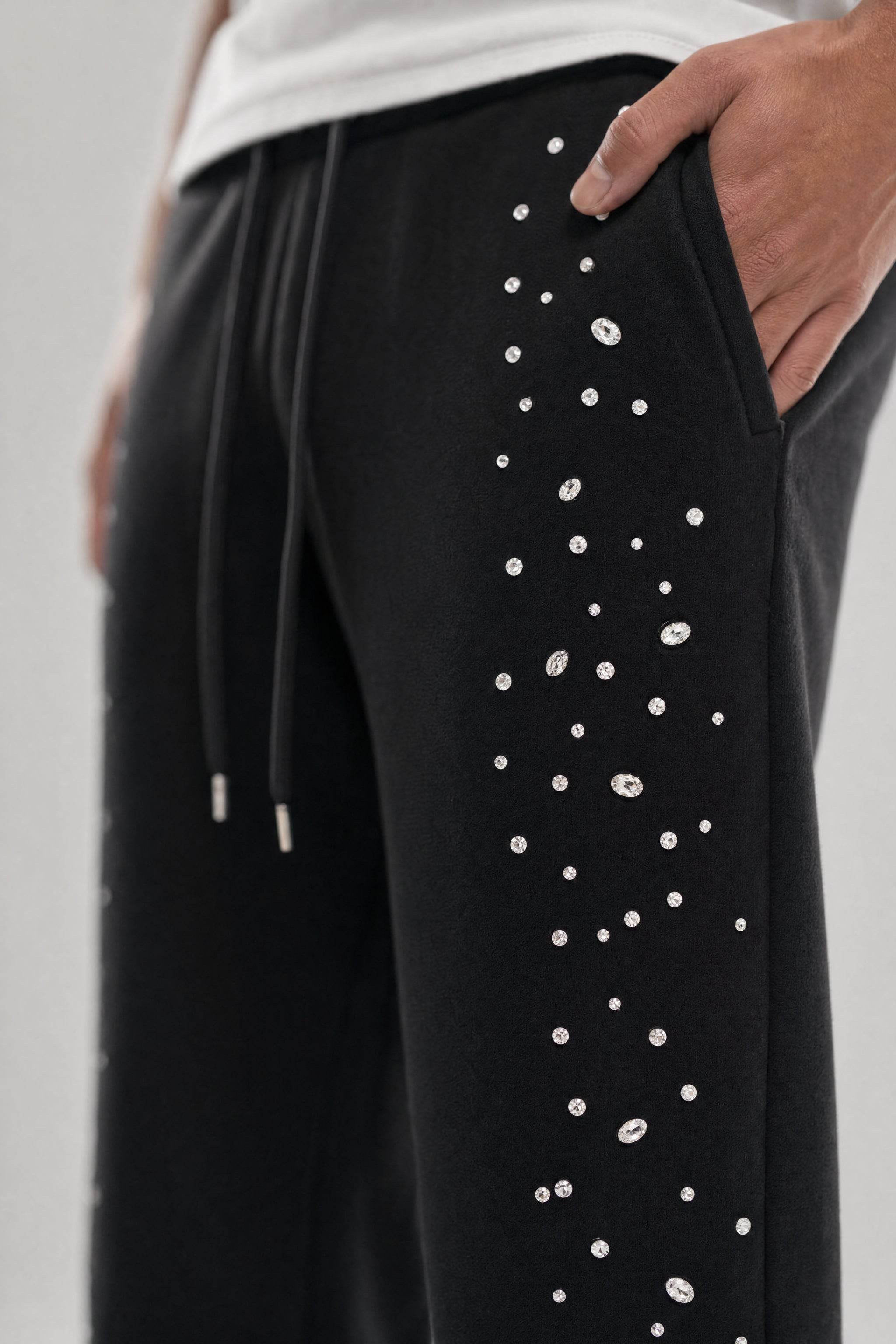 Red Poppy Embellished Sweatpants - Studded