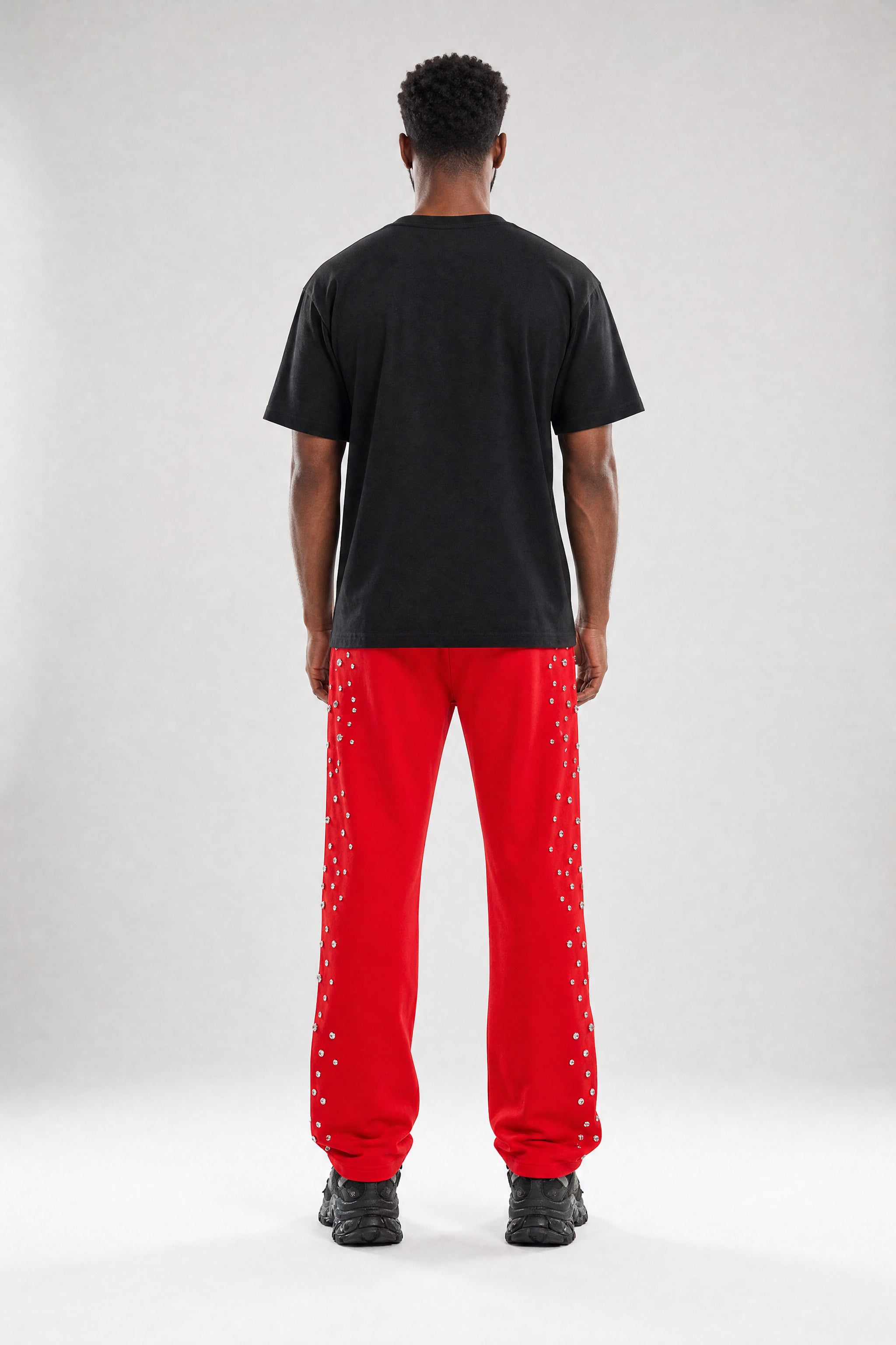 Red Poppy Stud Sweatpants - Embellished