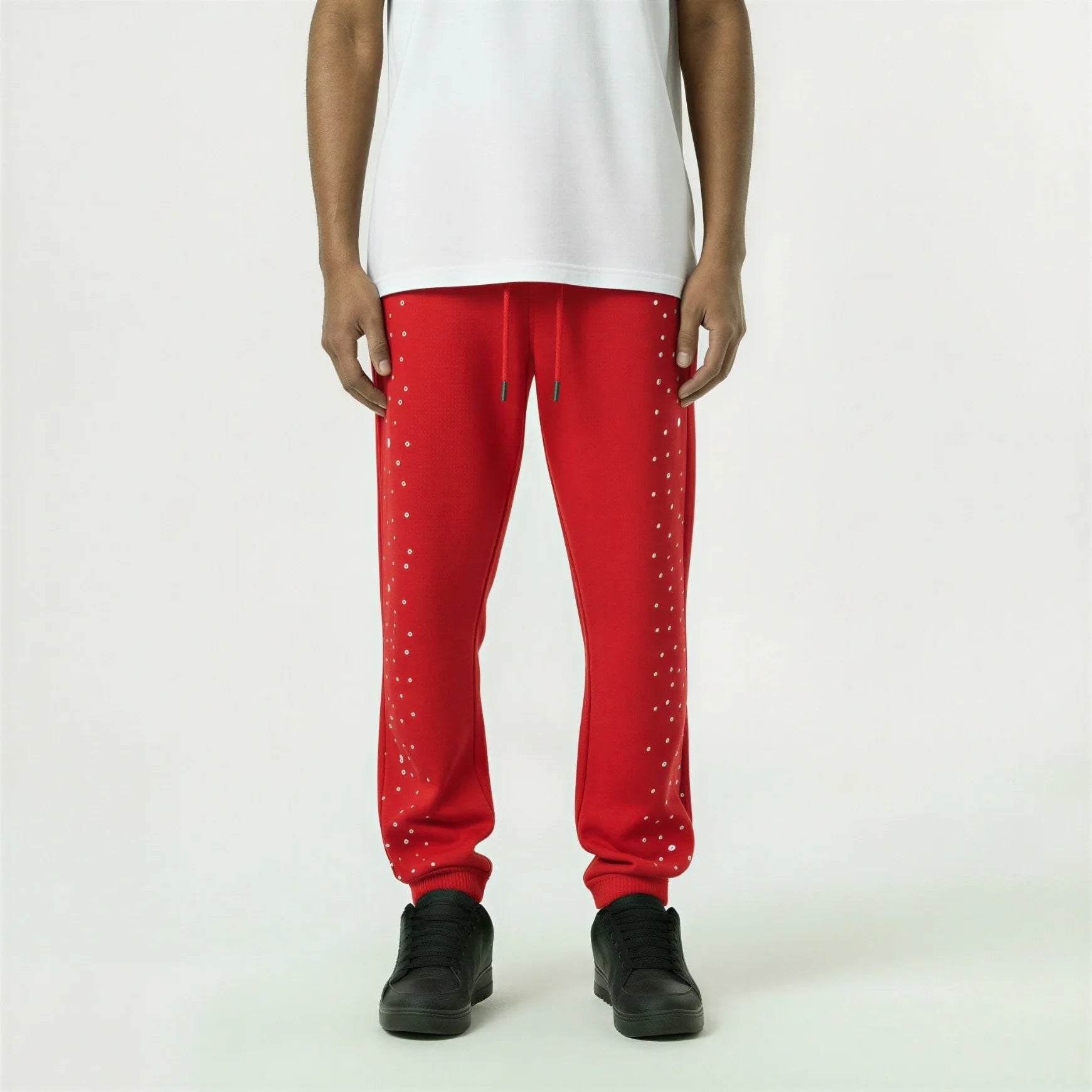 Red Poppy Stud Sweatpants - Relaxed Fit
