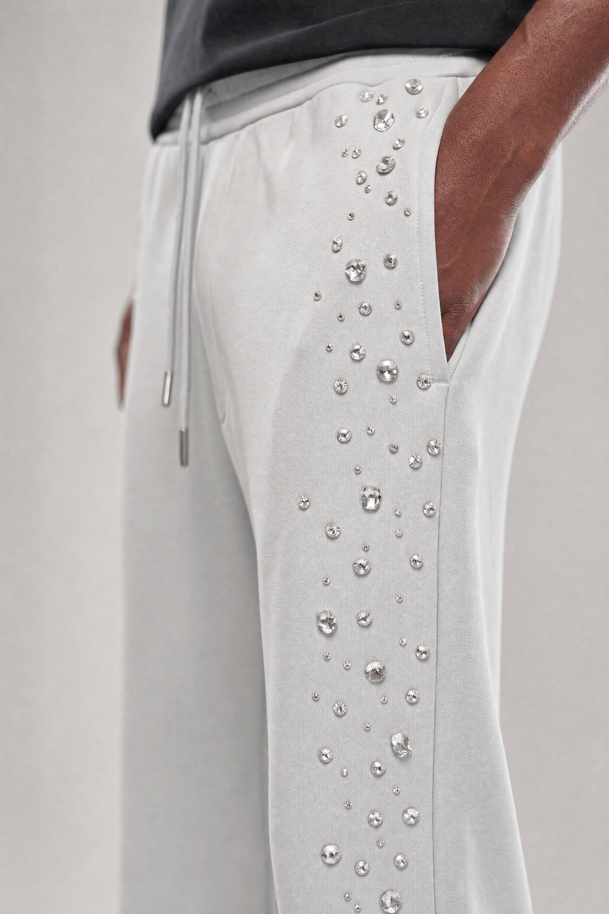 Red Poppy Eyelet Sweatpants - Embellished