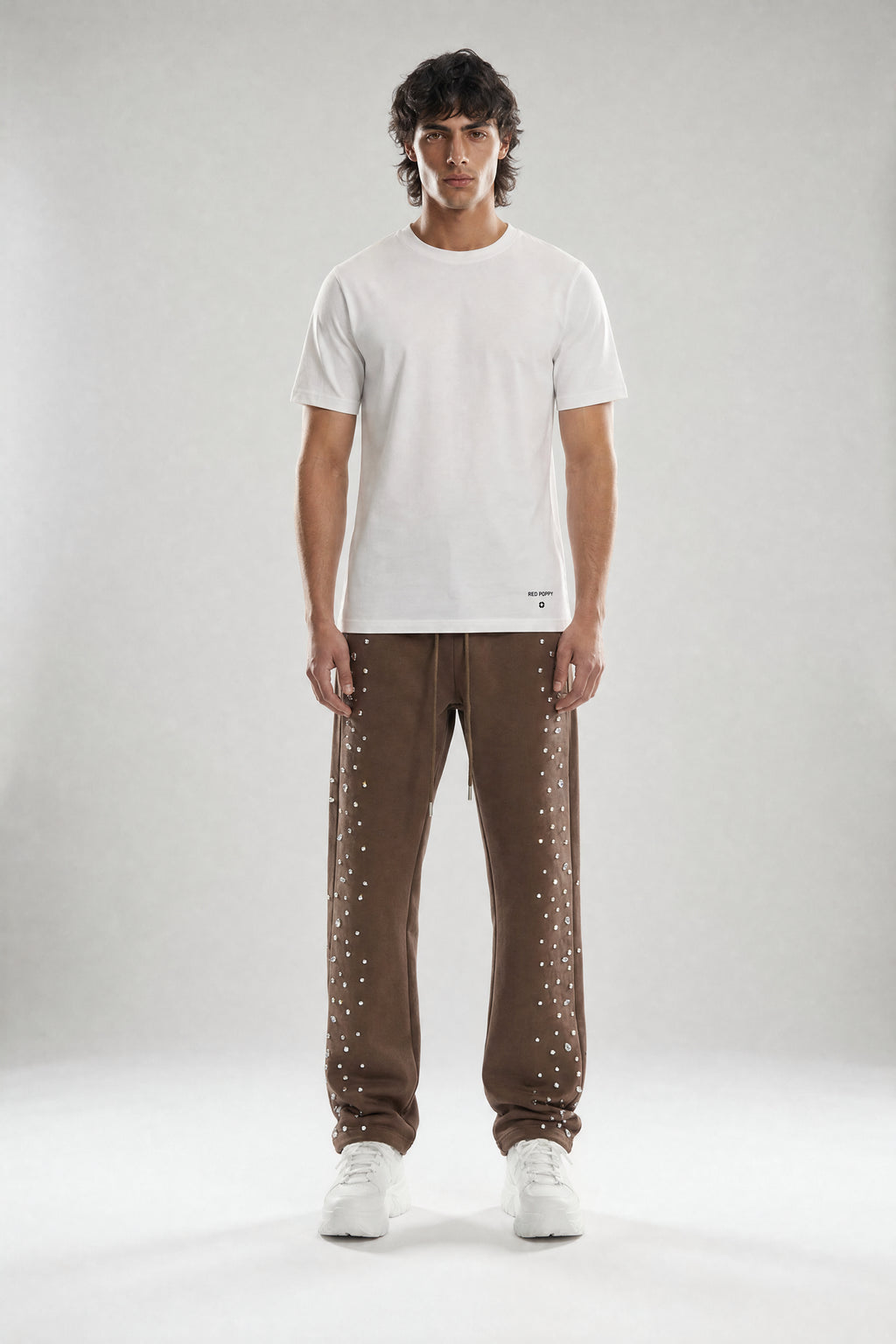 Red Poppy Dot Sweatpants - Embellished