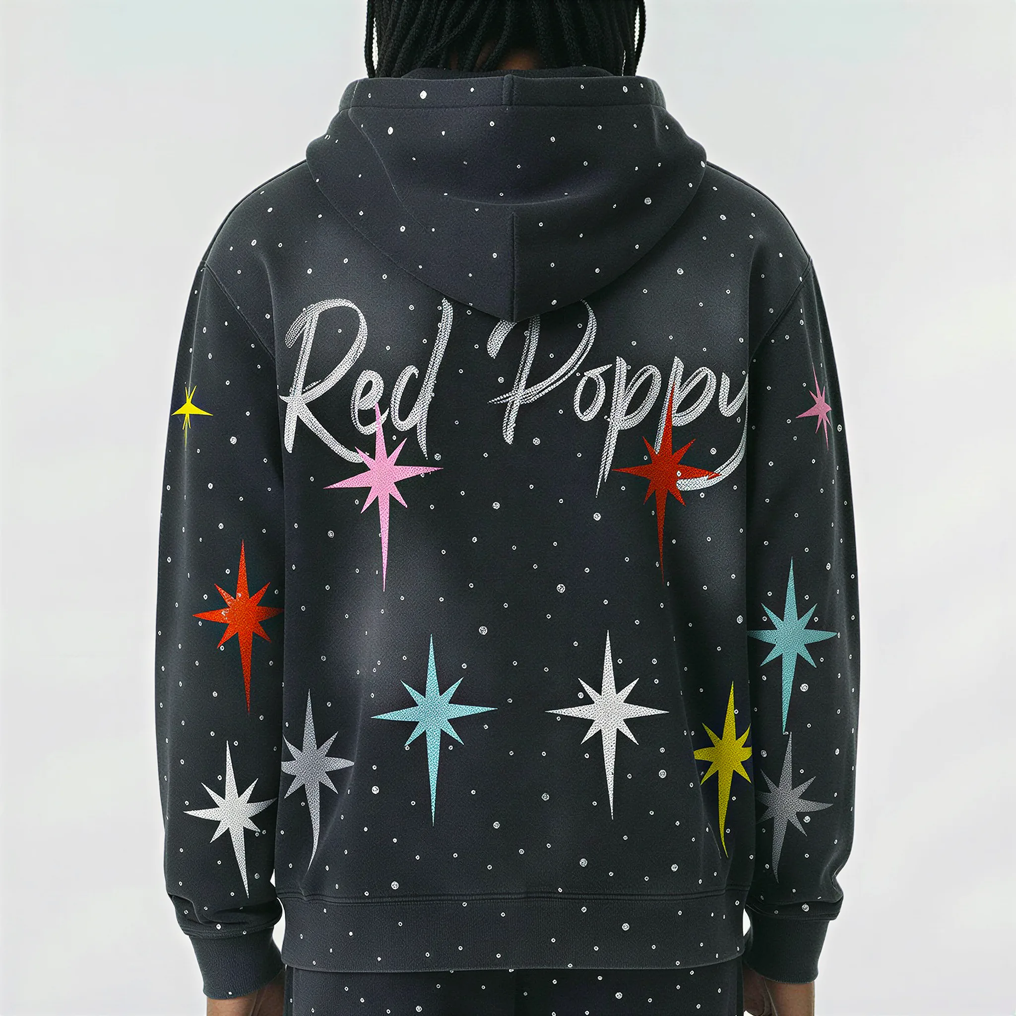 Red Poppy Starburst Hoodie - Zip-Up