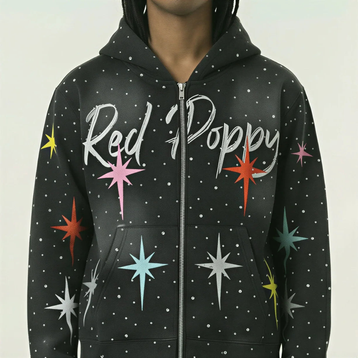 Red Poppy Starburst Hoodie - Graphic