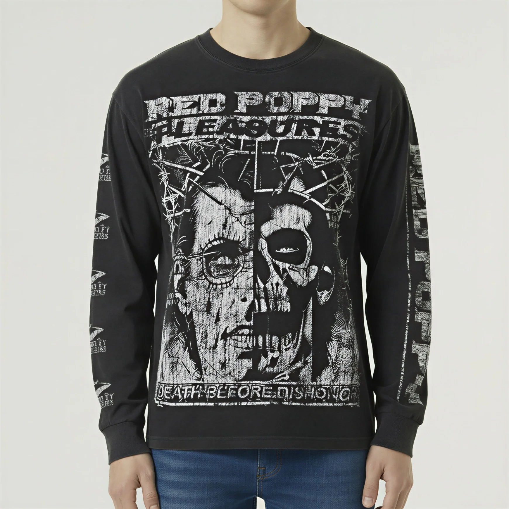 Red Poppy Split Face Shirt - Graphic