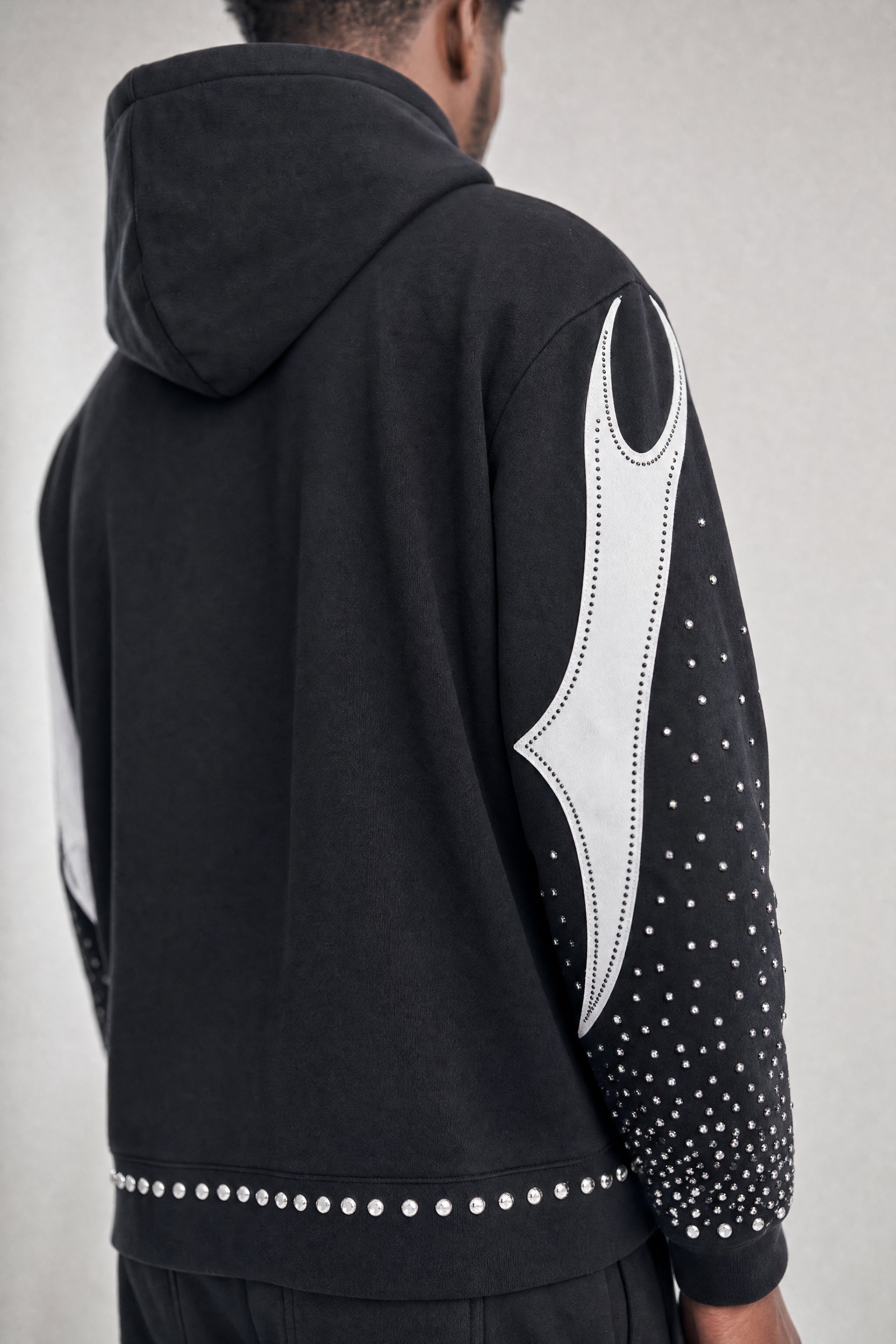 Red Poppy Star Zip Up Hoodie - Studded