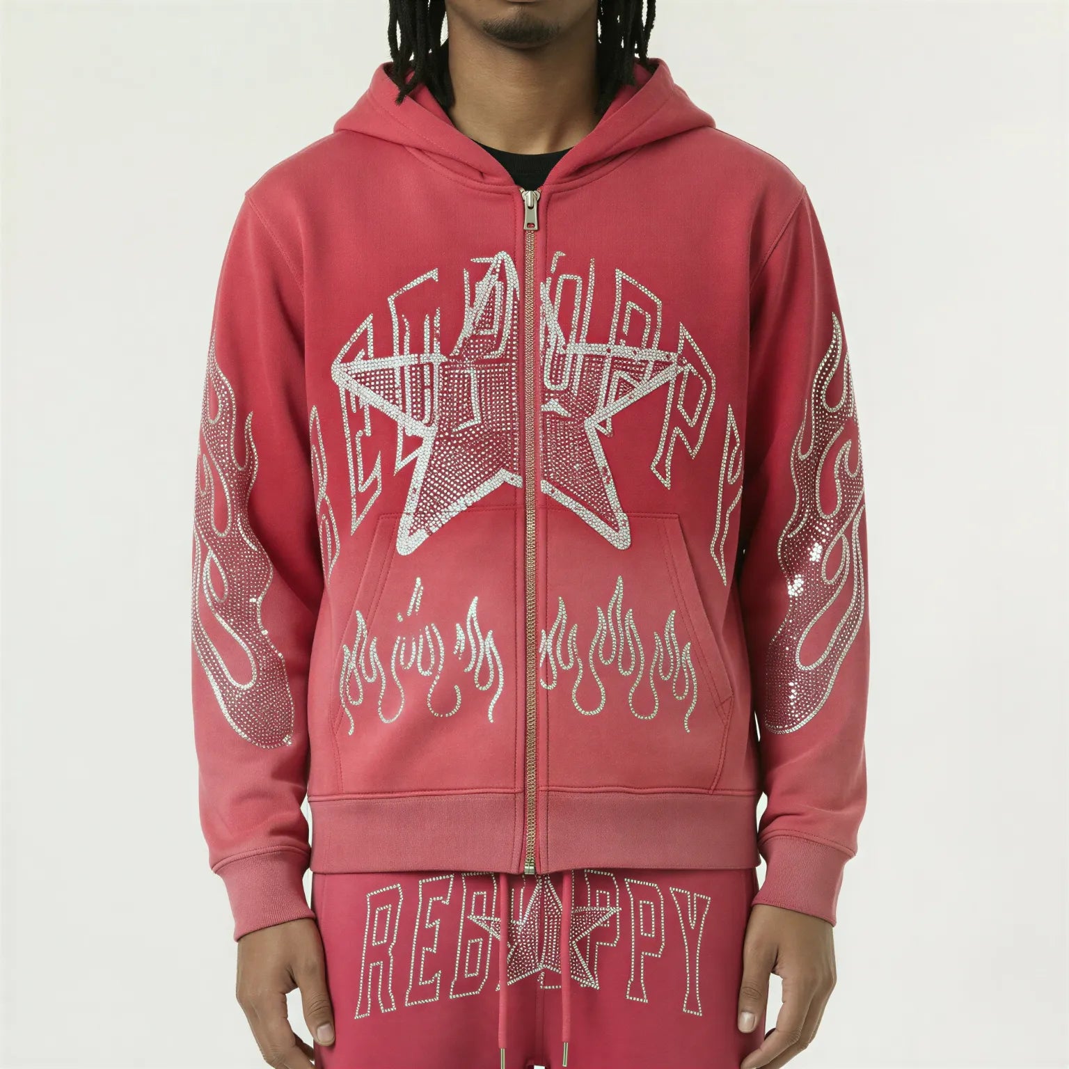 Red Poppy Flame Hoodie - Zip-Up