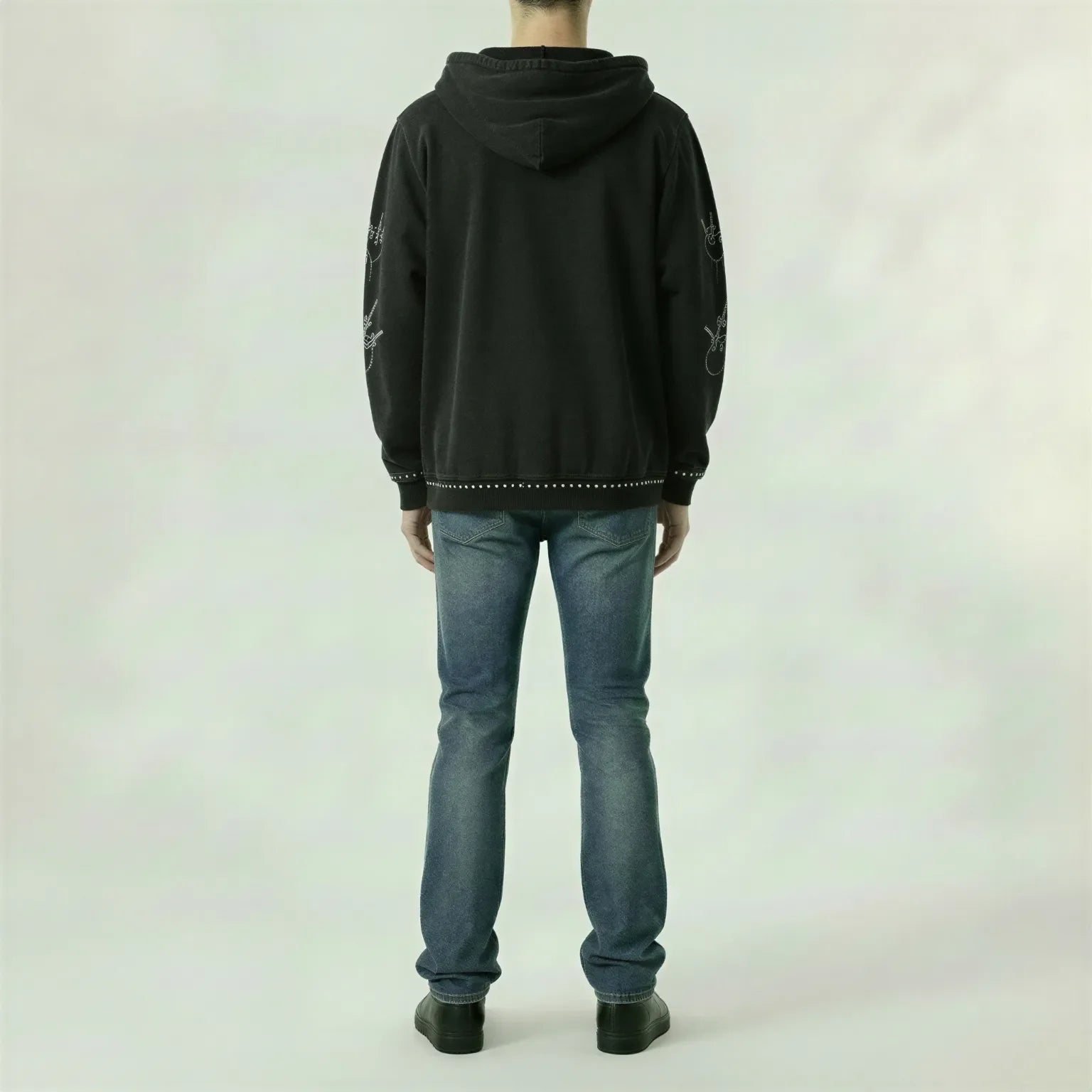 Red Poppy Skull Hoodie - Studded