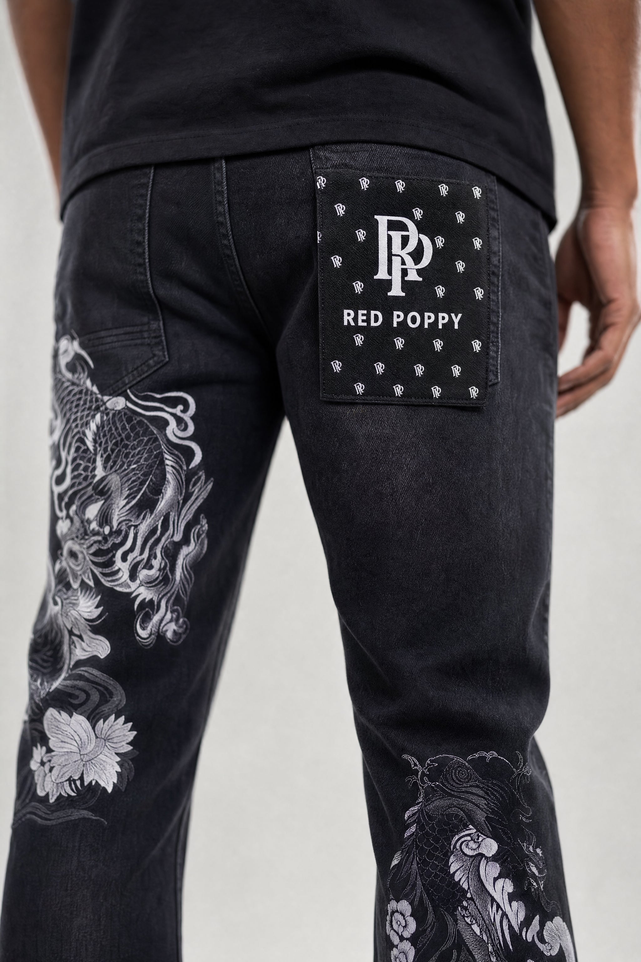 Red Poppy Vertical Jeans - Stacked Flare