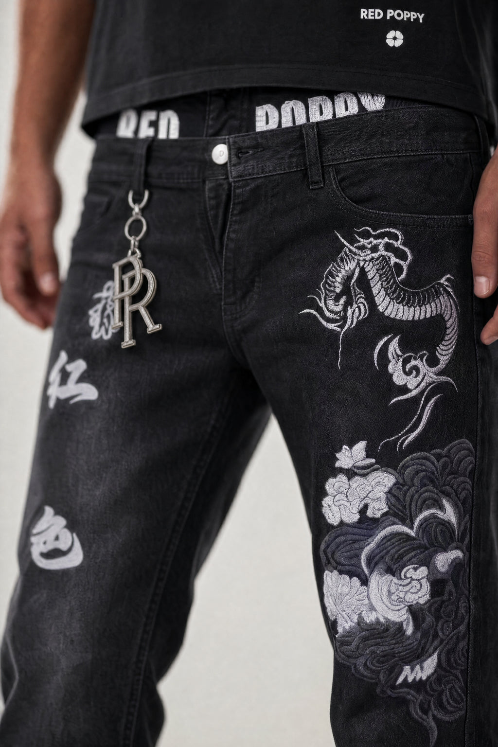 Red Poppy Vertical Jeans - Stacked Flare