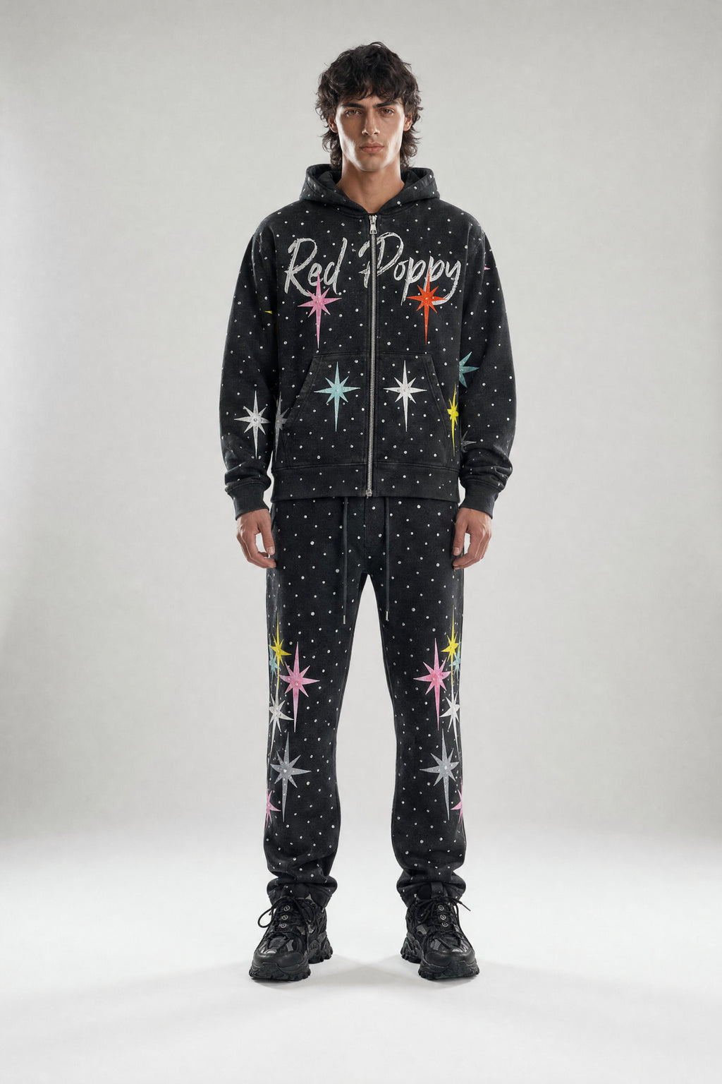 Red Poppy Star Sweatpants - Relaxed Fit