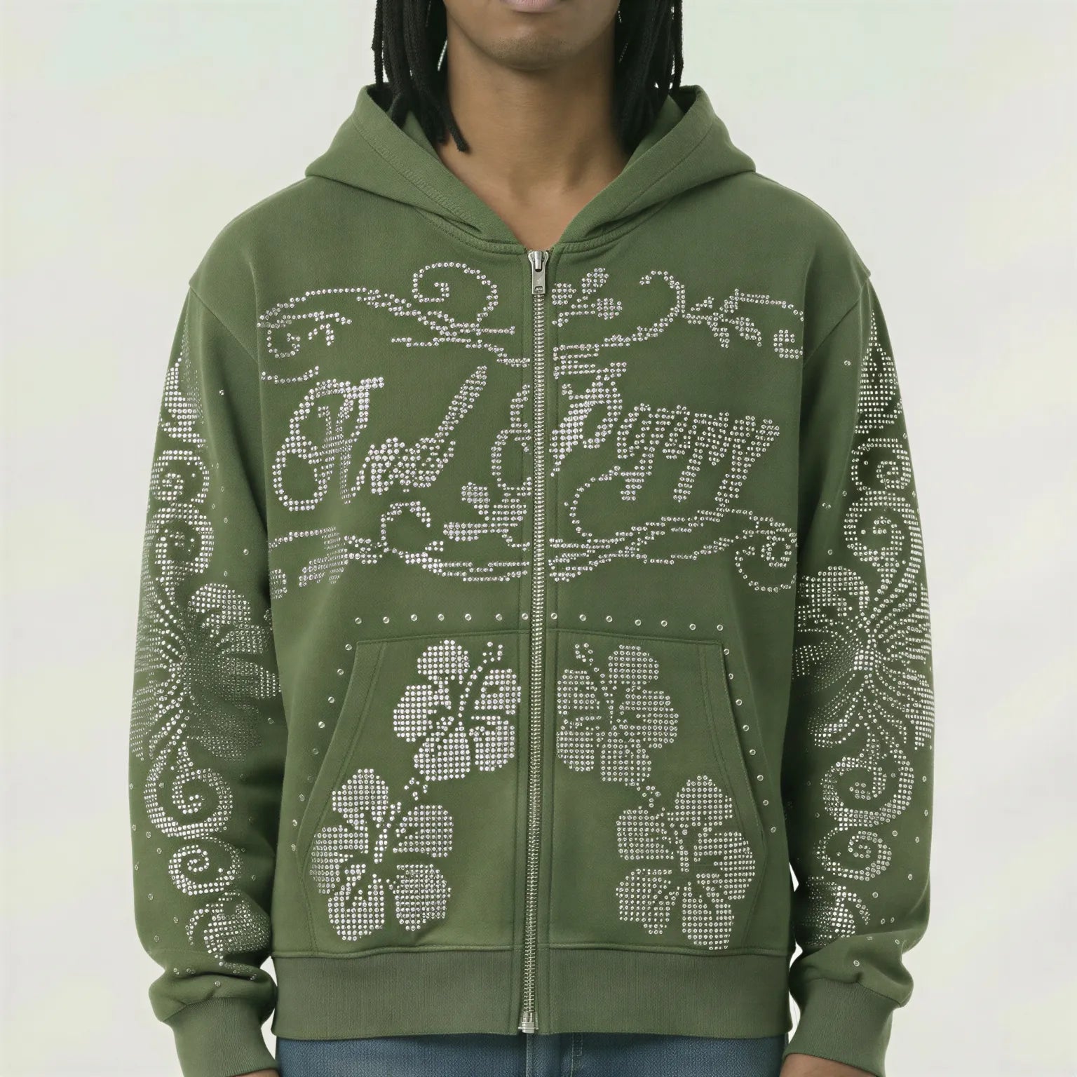 Red Poppy Floral Hoodie - Zip-Up