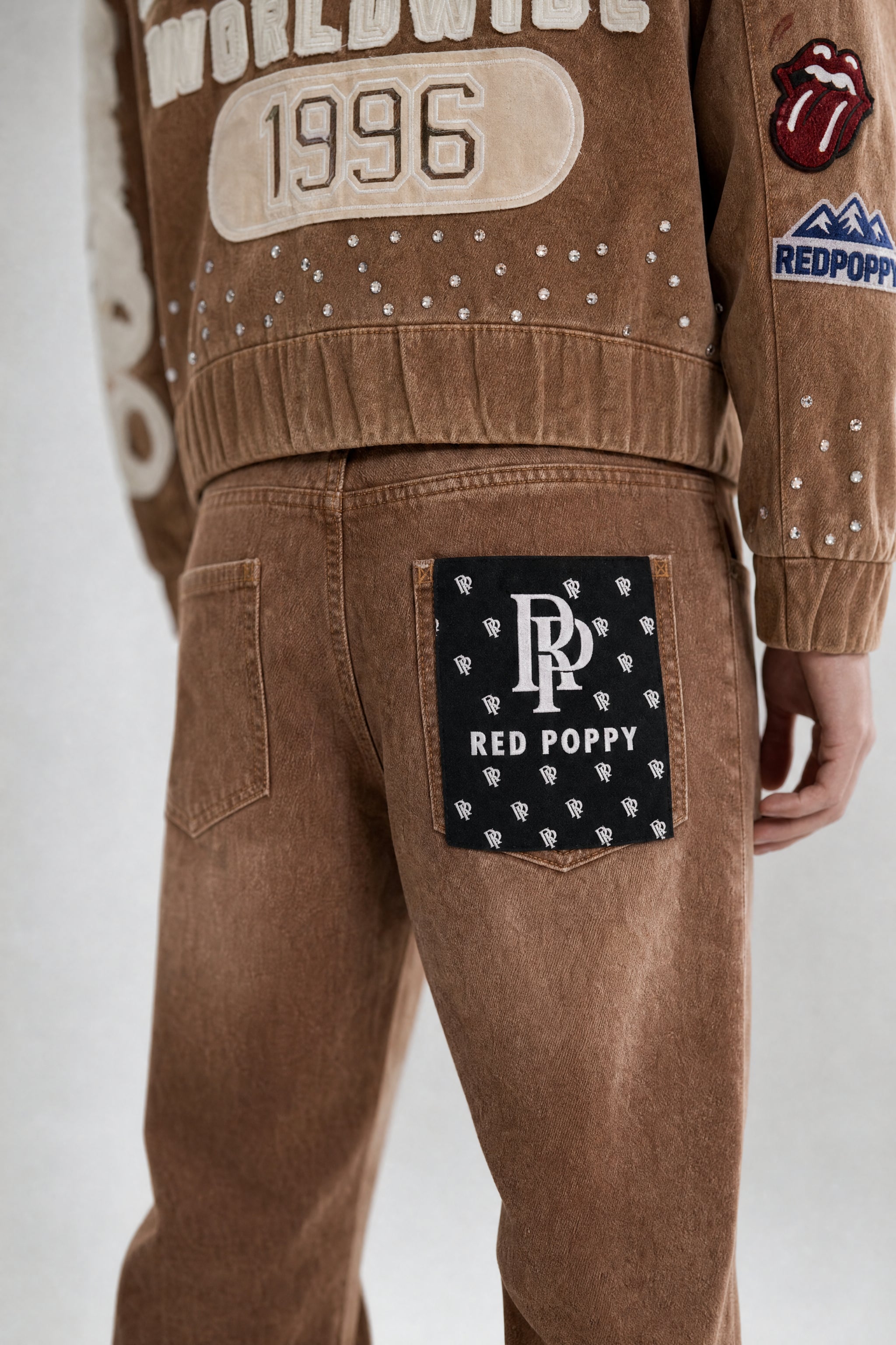 Red Poppy Car Jeans - Patchwork