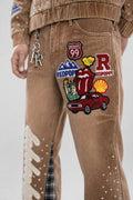 Red Poppy Car Jeans - Patchwork