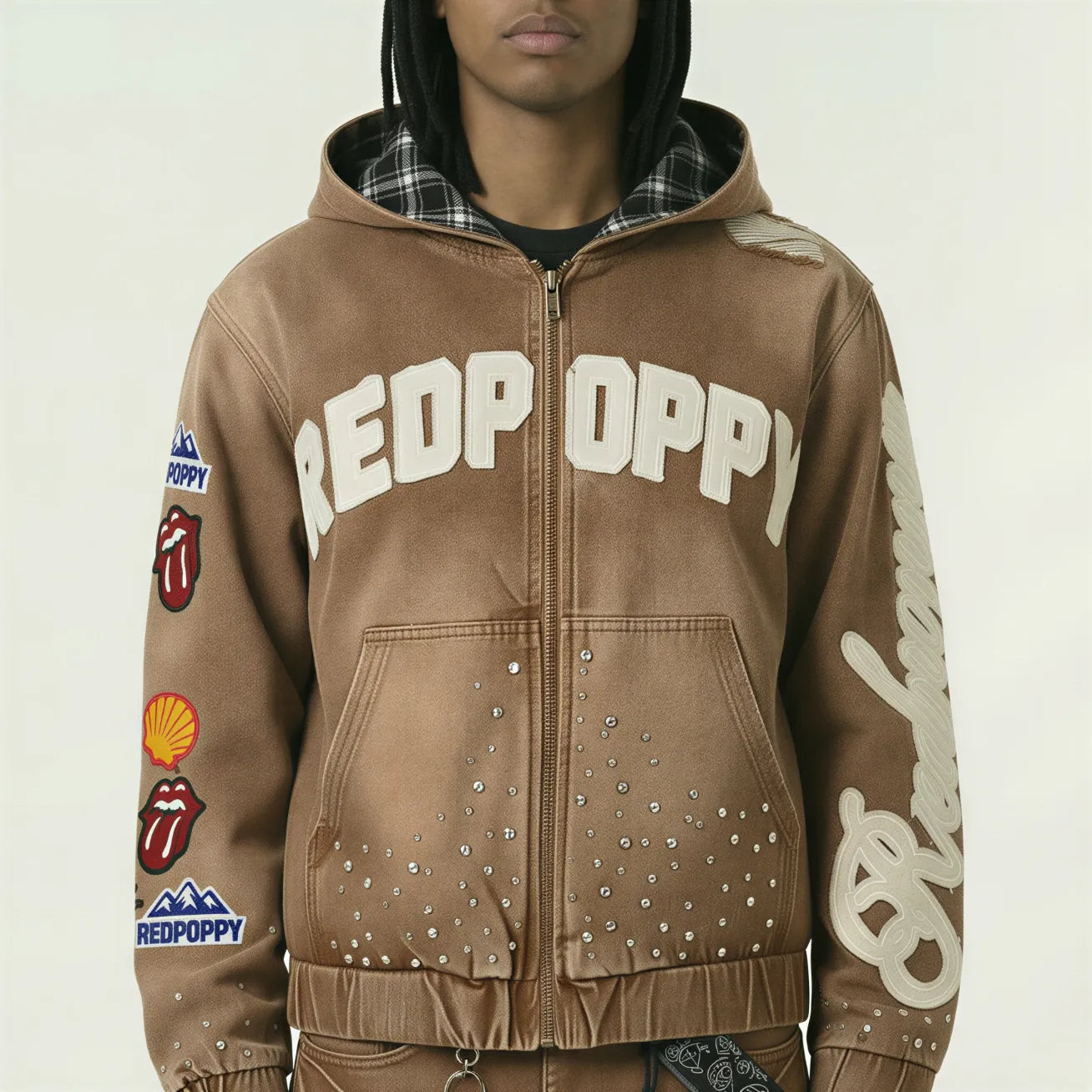 Red Poppy Varsity Jacket - Graphic Patches