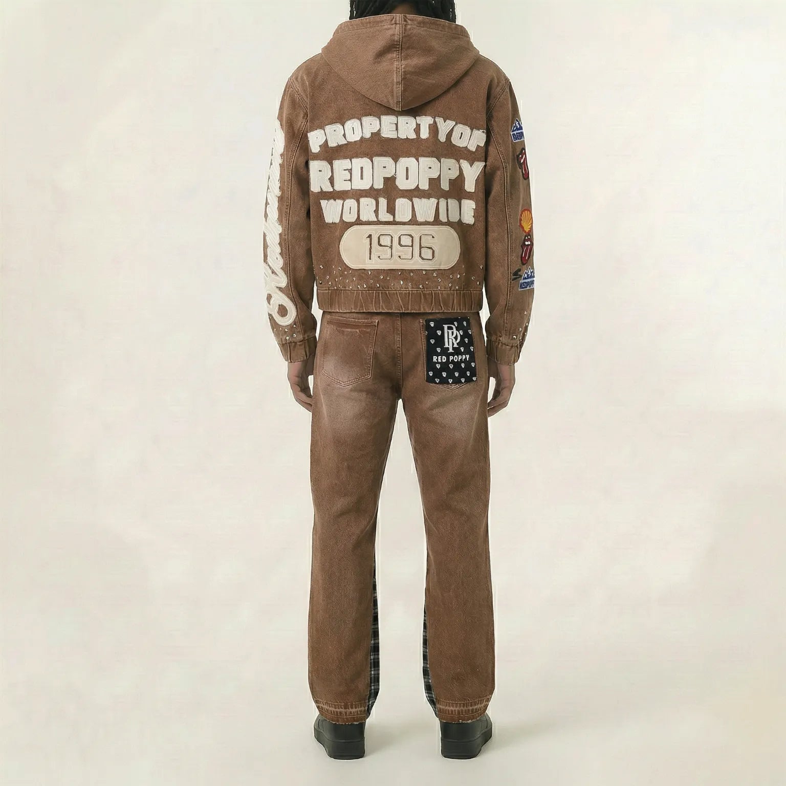 Red Poppy Varsity Jacket - Graphic Patches