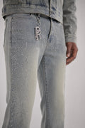Red Poppy Embroidered Jeans - Stacked Flare