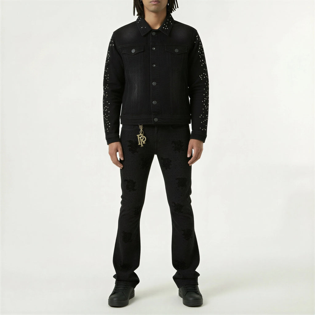 Red Poppy Embroidered Jeans - Flared Fit