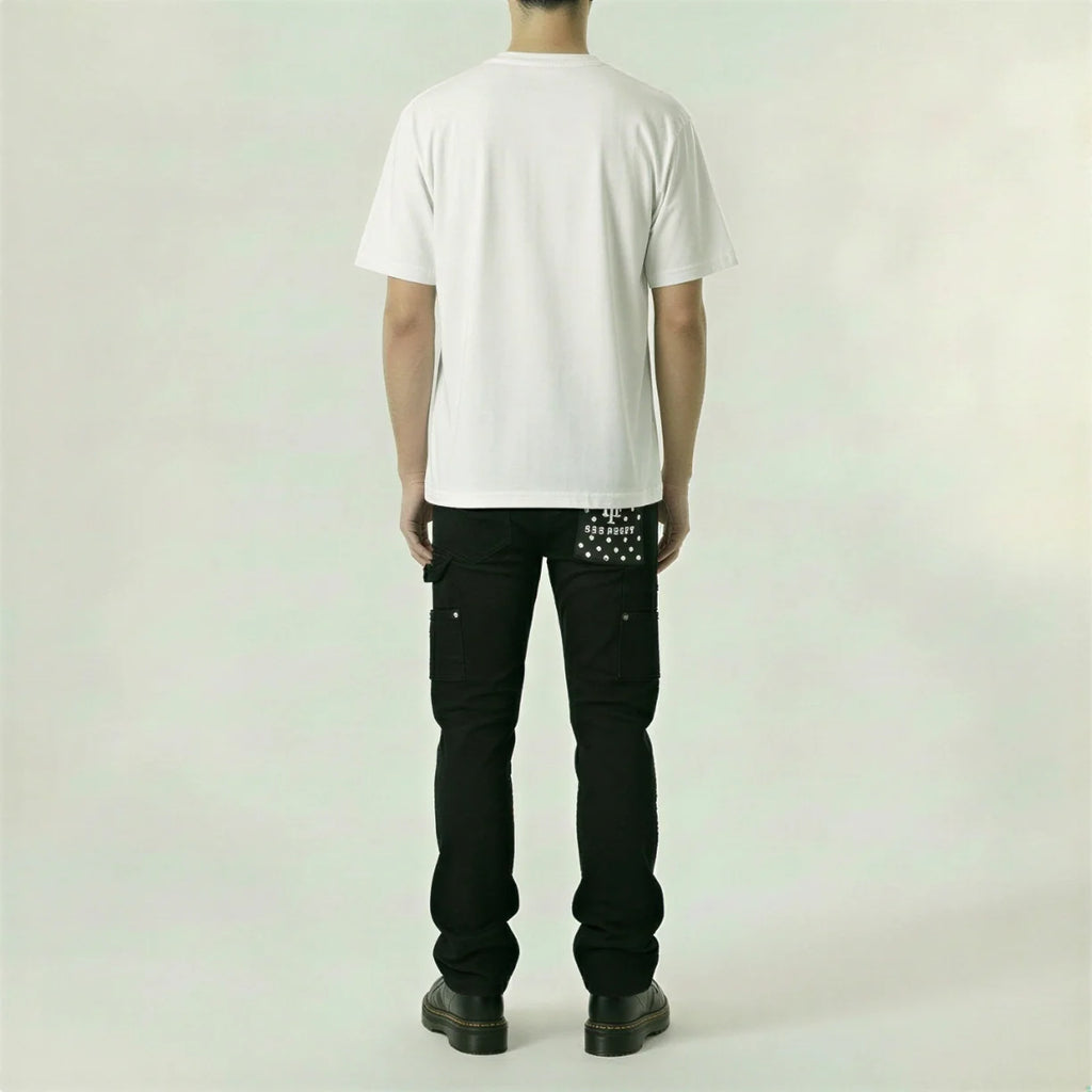 Red Poppy Embroidered Jeans - Stacked Fit