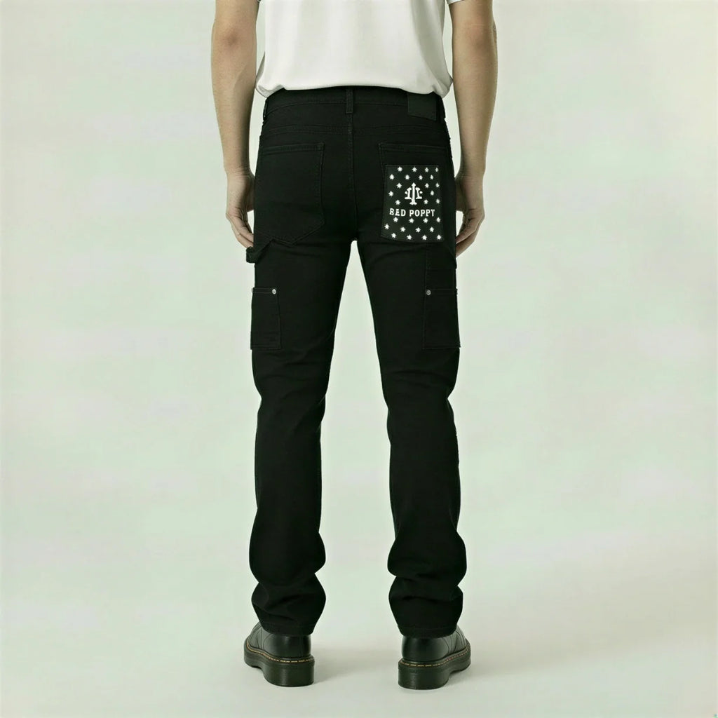 Red Poppy Embroidered Jeans - Stacked Fit