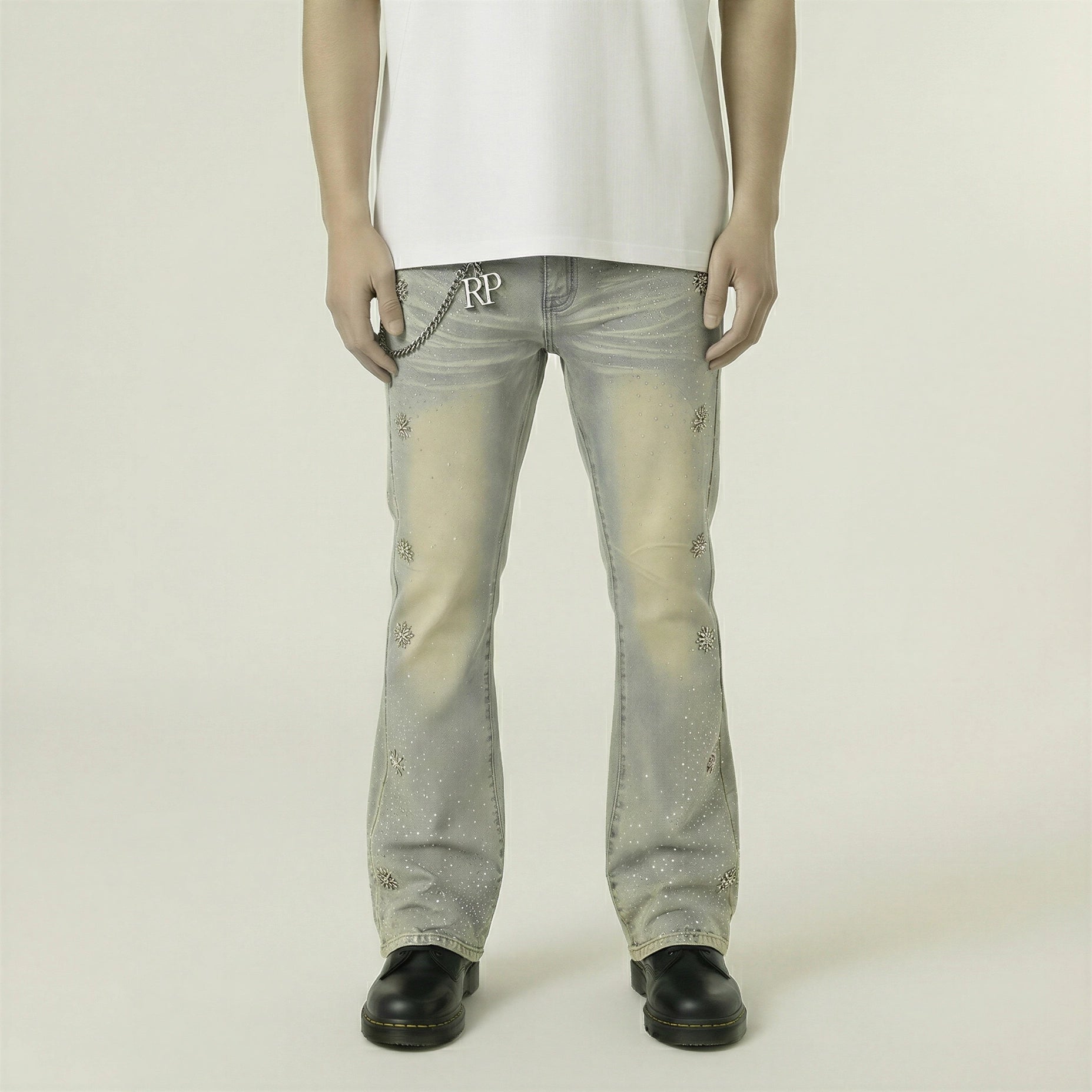 Red Poppy Floral Jeans - Embroidered