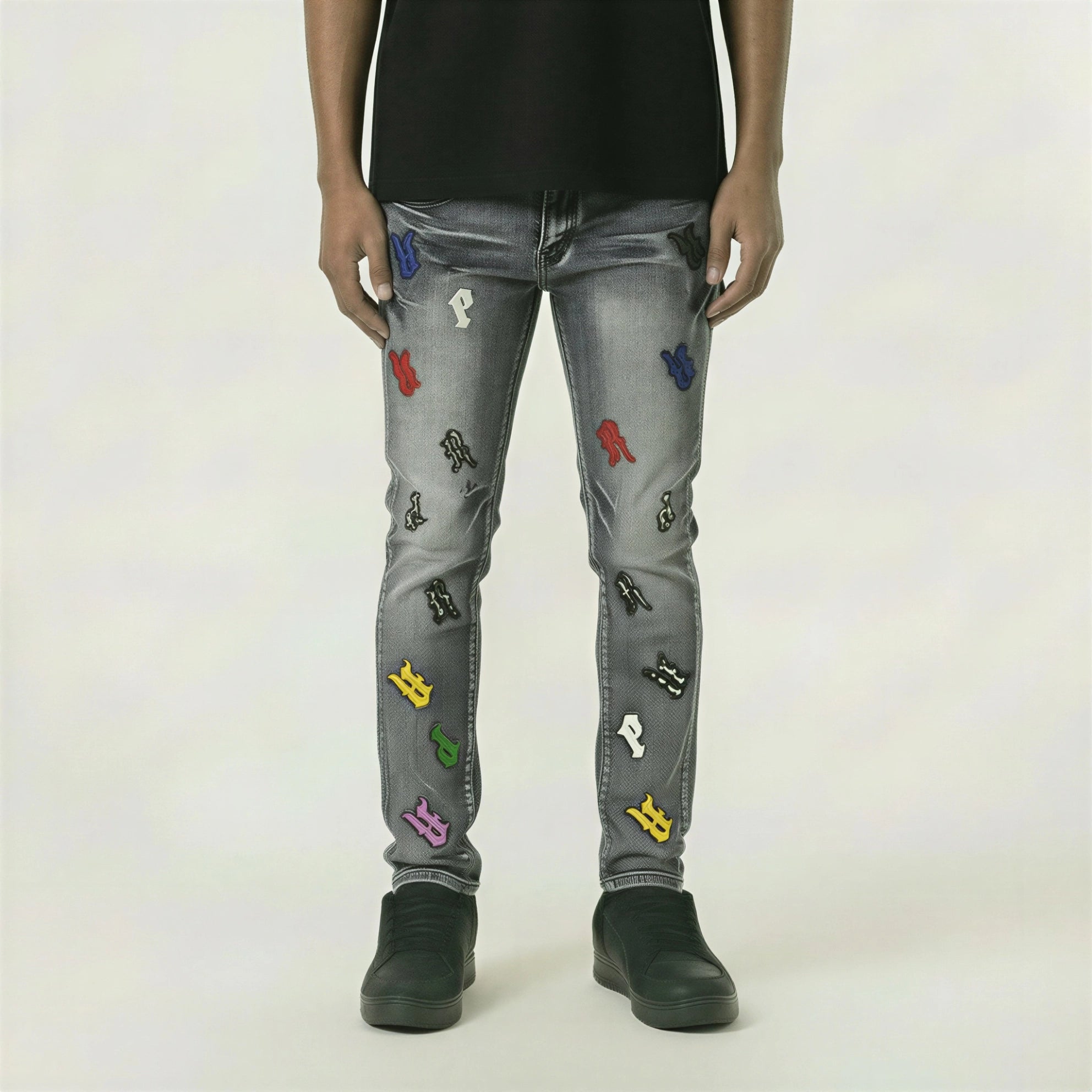 Red Poppy Embroidered Jeans - Skinny Fit