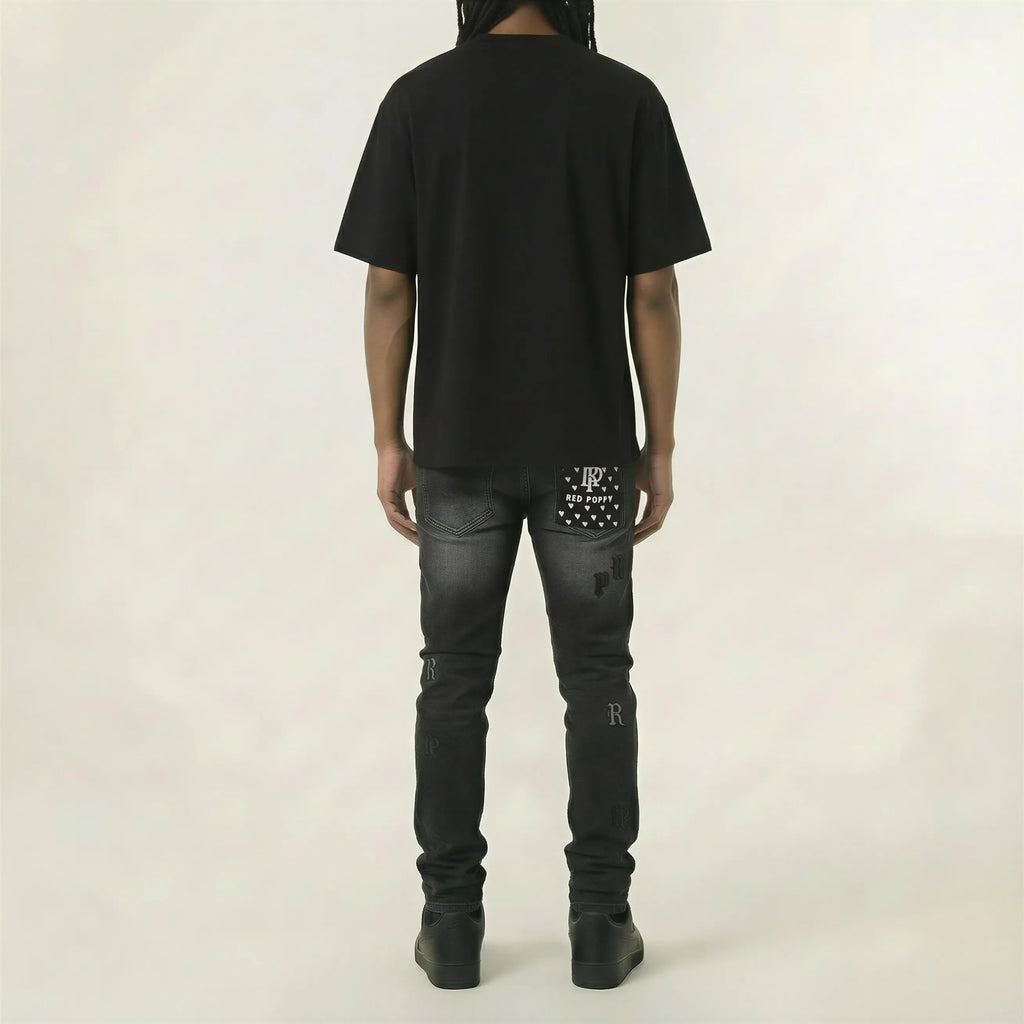 Red Poppy Graphic Jeans - Skinny Fit