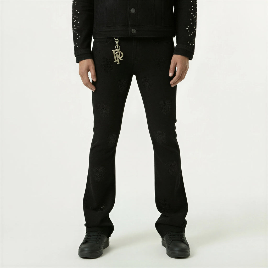 Red Poppy Embroidered Jeans - Flared Fit