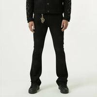 Red Poppy Embroidered Jeans - Flared Fit