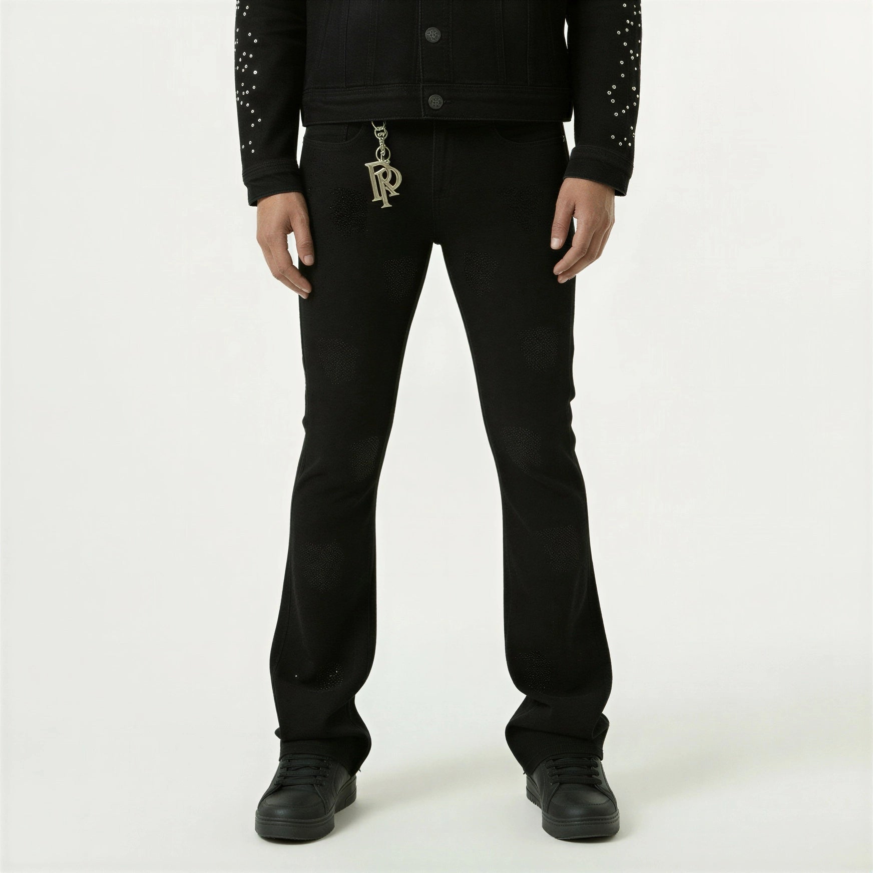 Red Poppy Embroidered Jeans - Flared Fit