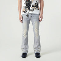 Red Poppy Embroidered Jeans - Stacked