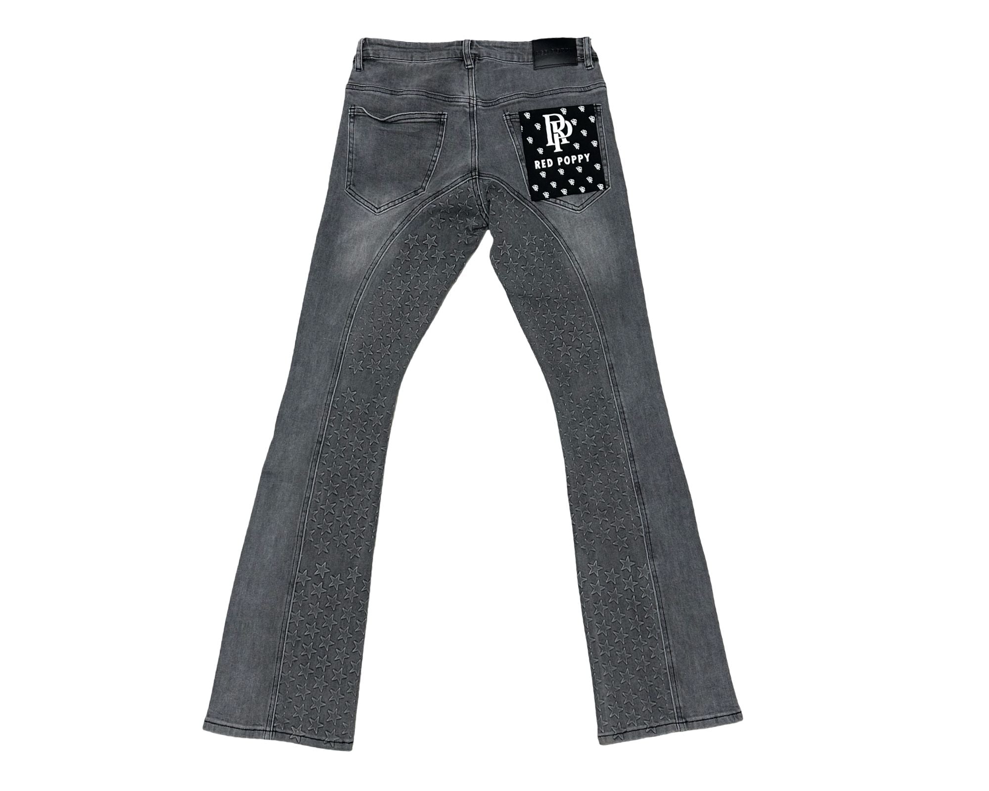 Red Poppy Script Jeans - Embroidered