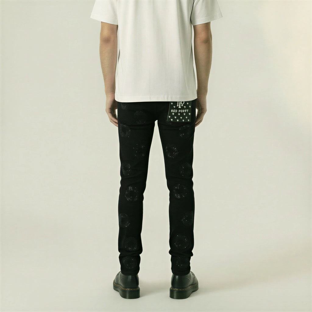 Red Poppy Floral Jeans - Embroidered