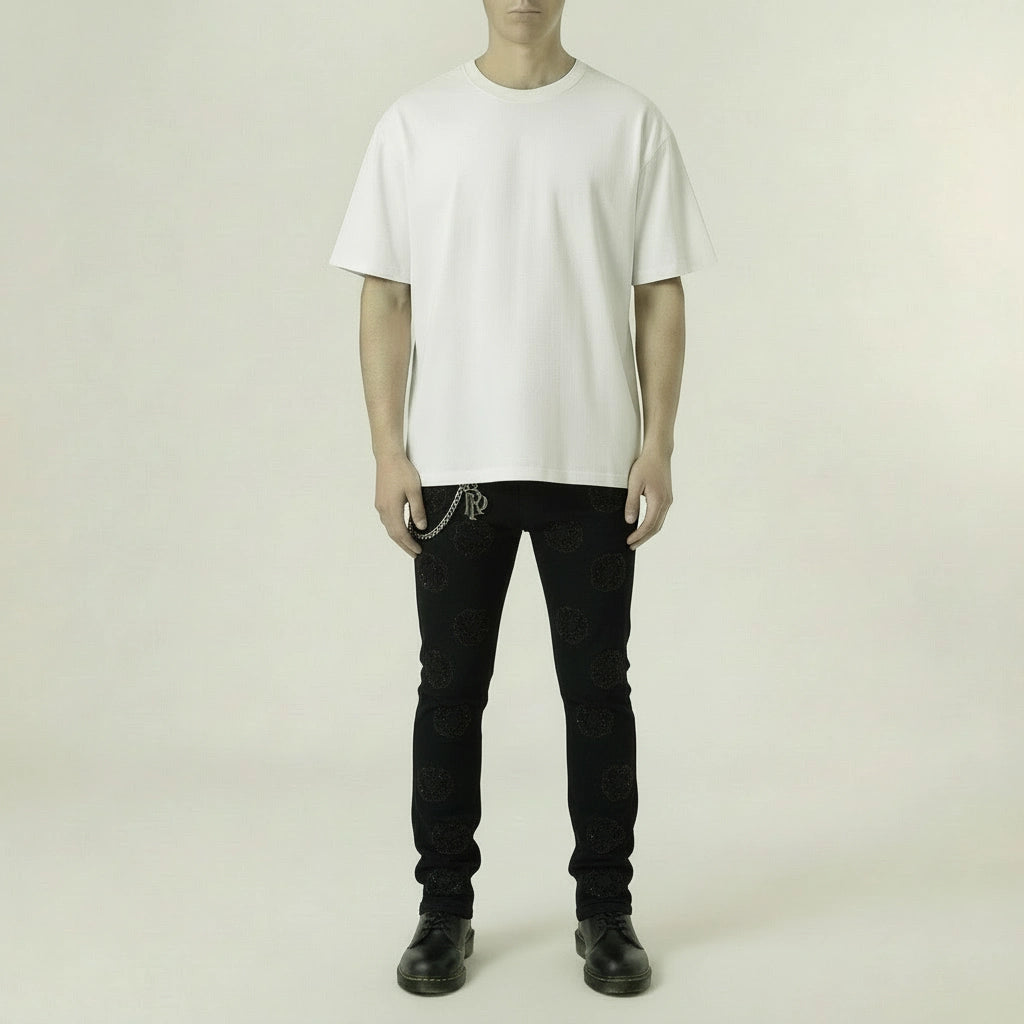 Red Poppy Floral Jeans - Embroidered