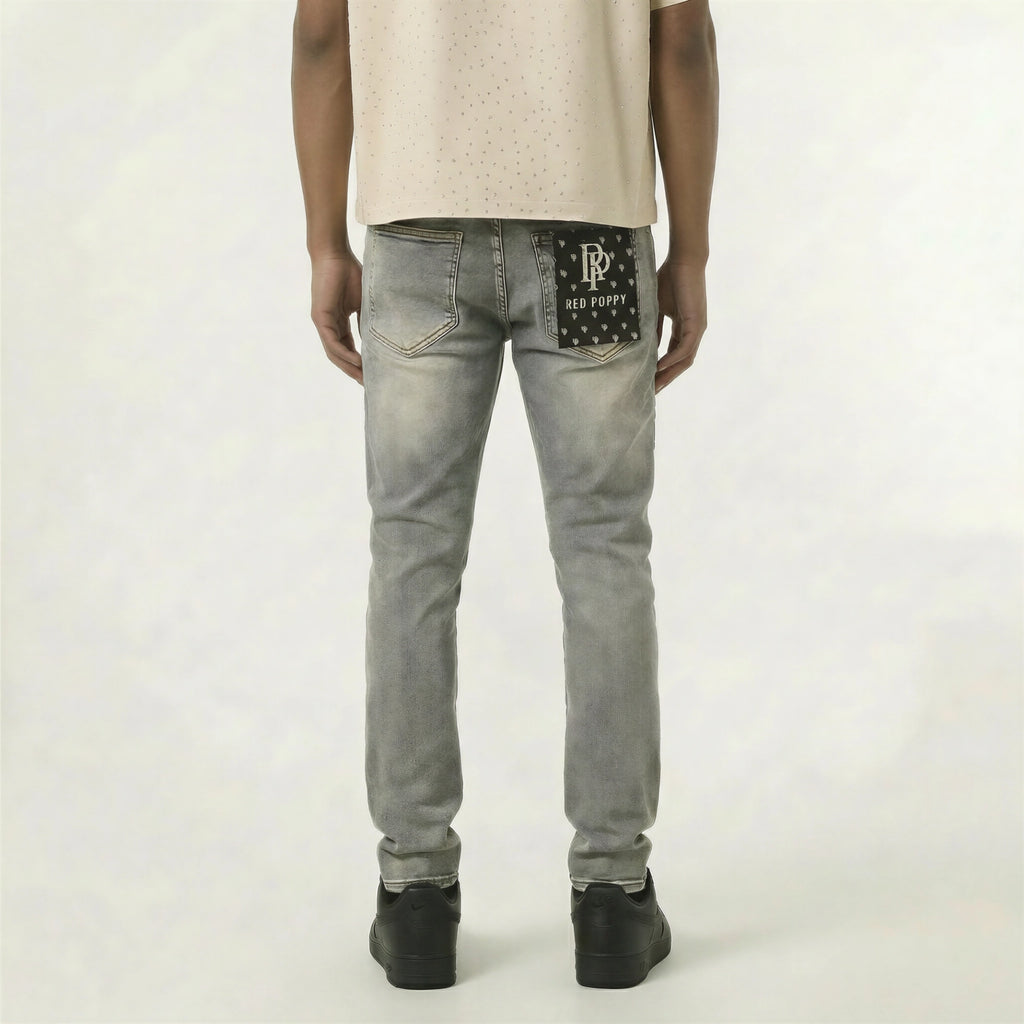 Red Poppy Star Jeans - Embroidered