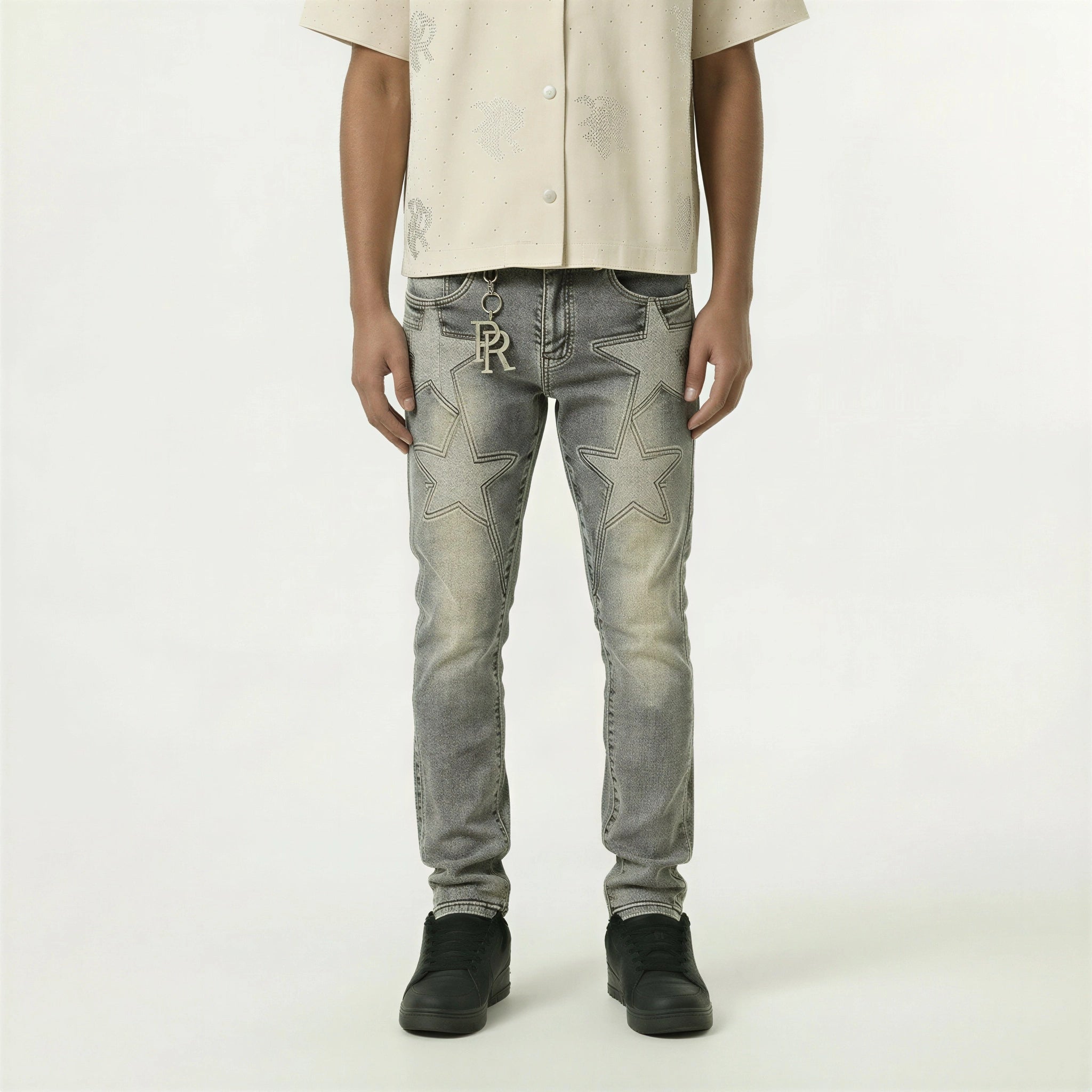 Red Poppy Star Jeans - Embroidered