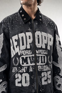 Red Poppy Embellished Jacket - Graphic