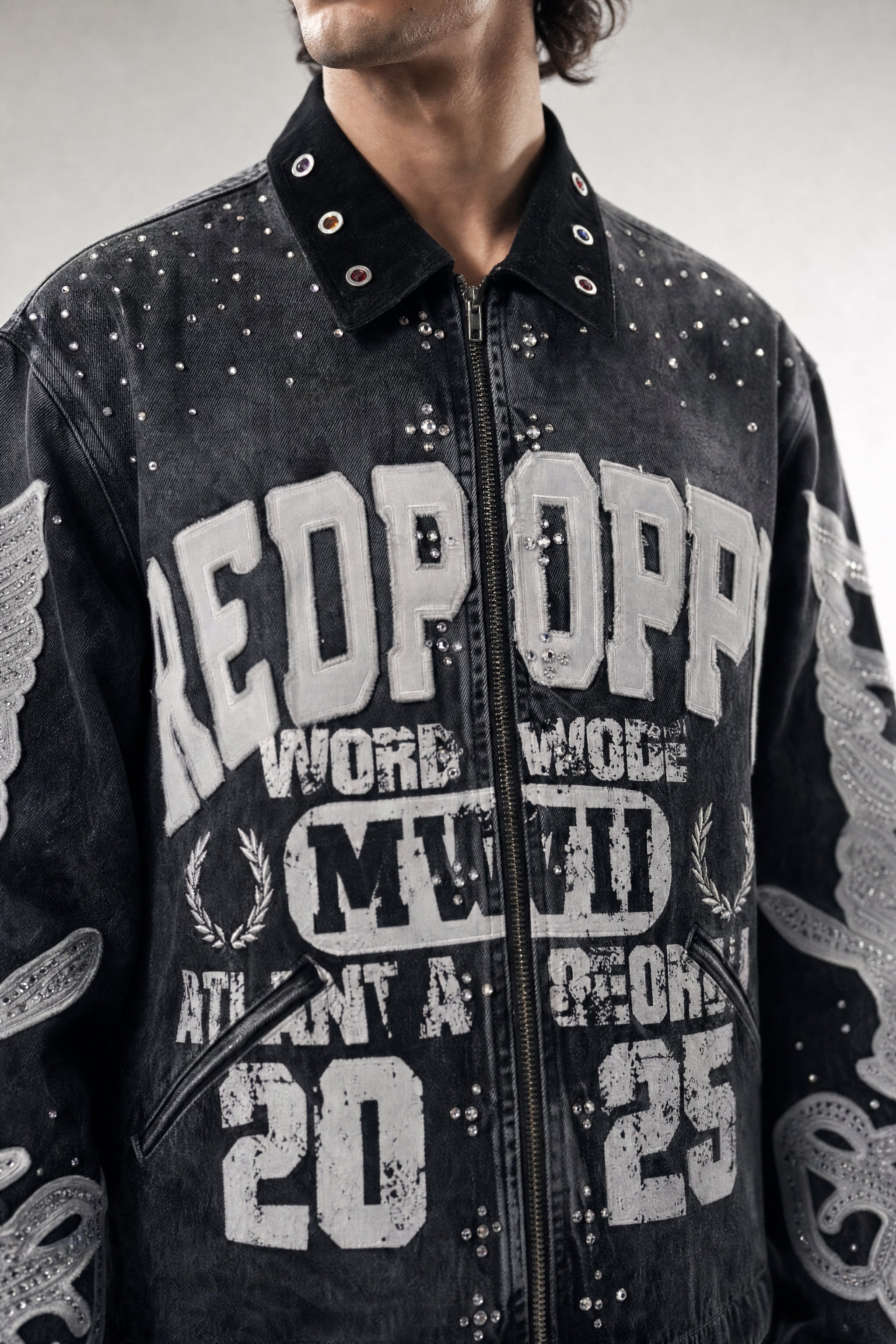 Red Poppy Embellished Jacket - Graphic