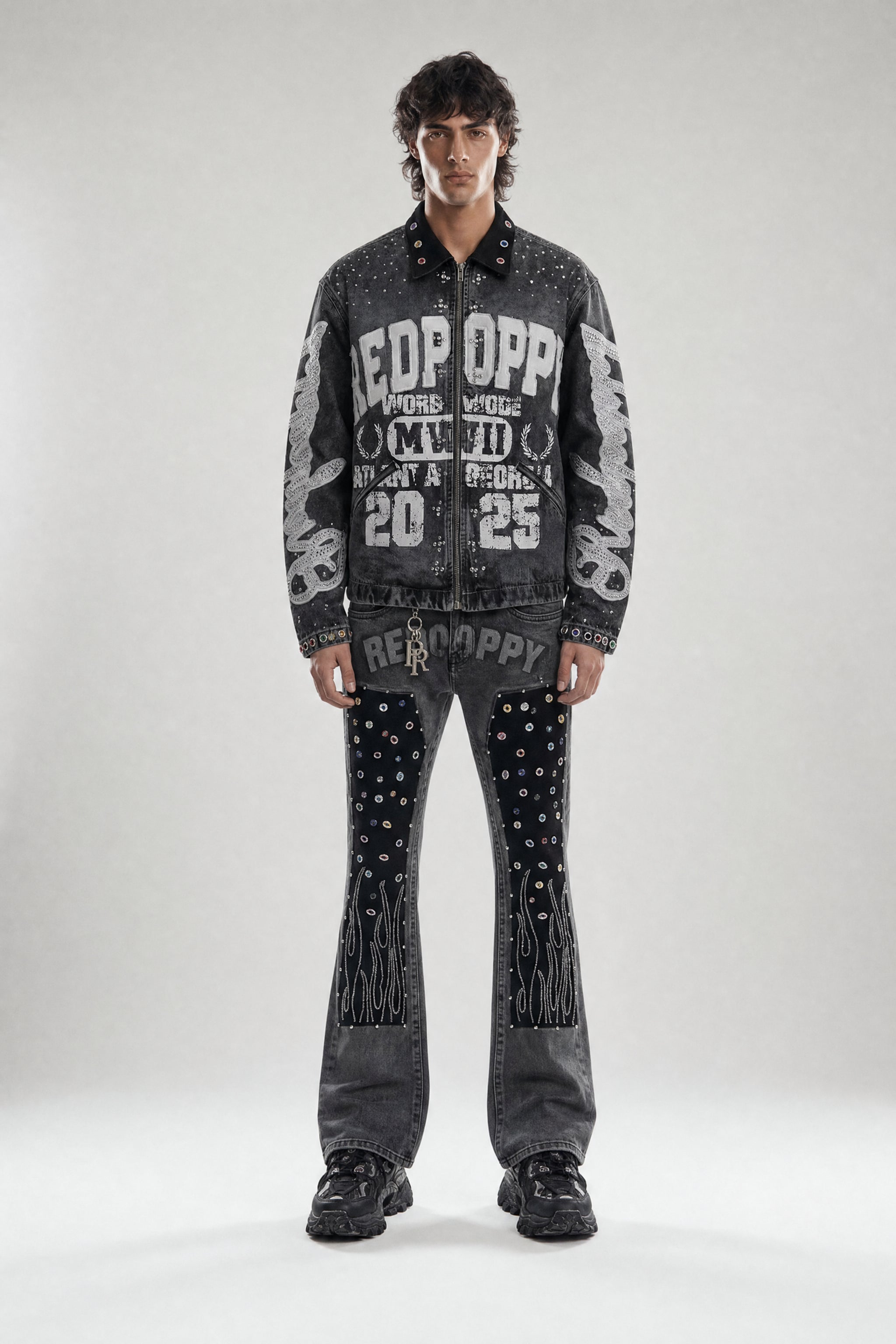 Red Poppy Embellished Jacket - Graphic