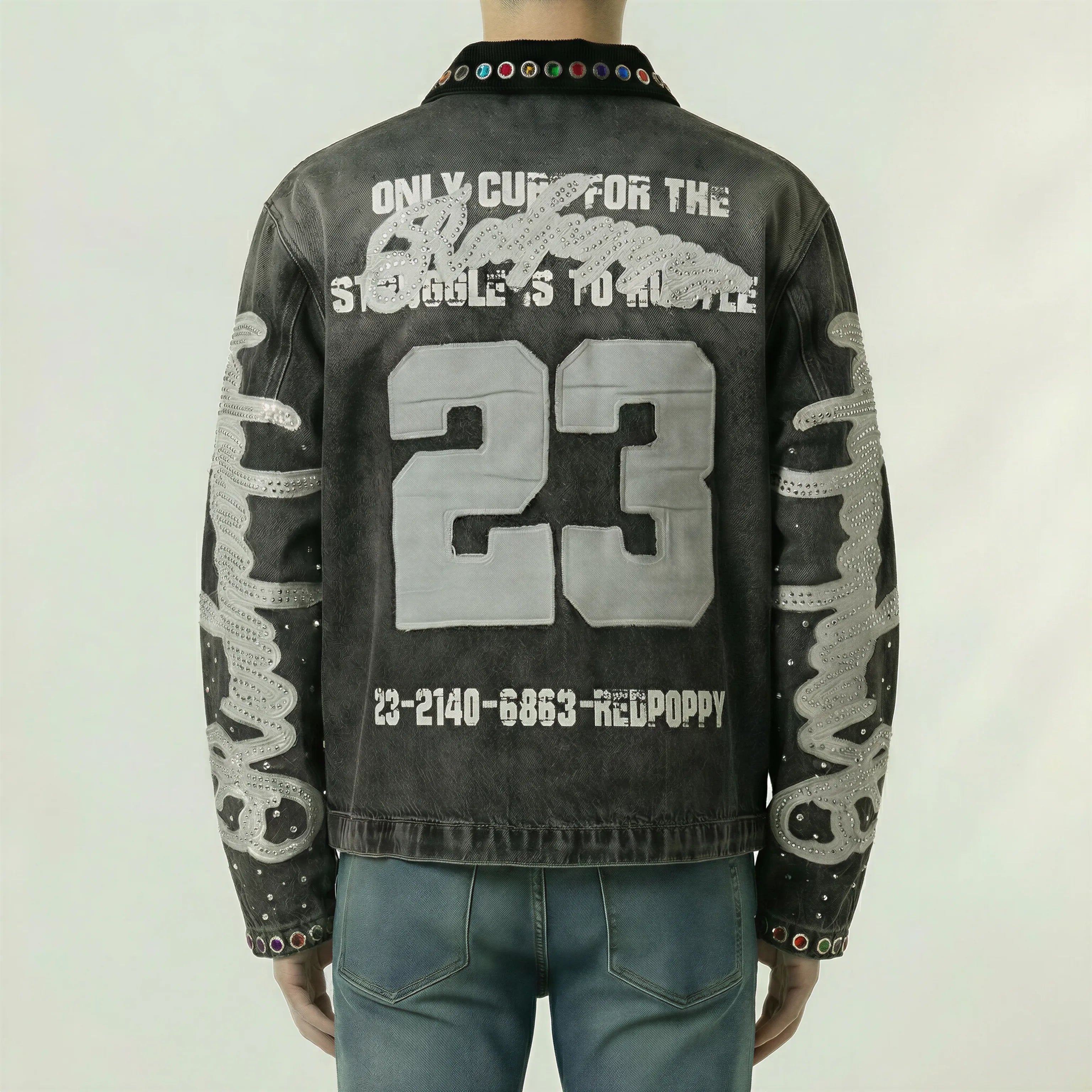 Red Poppy Embellished Jacket - Graphic