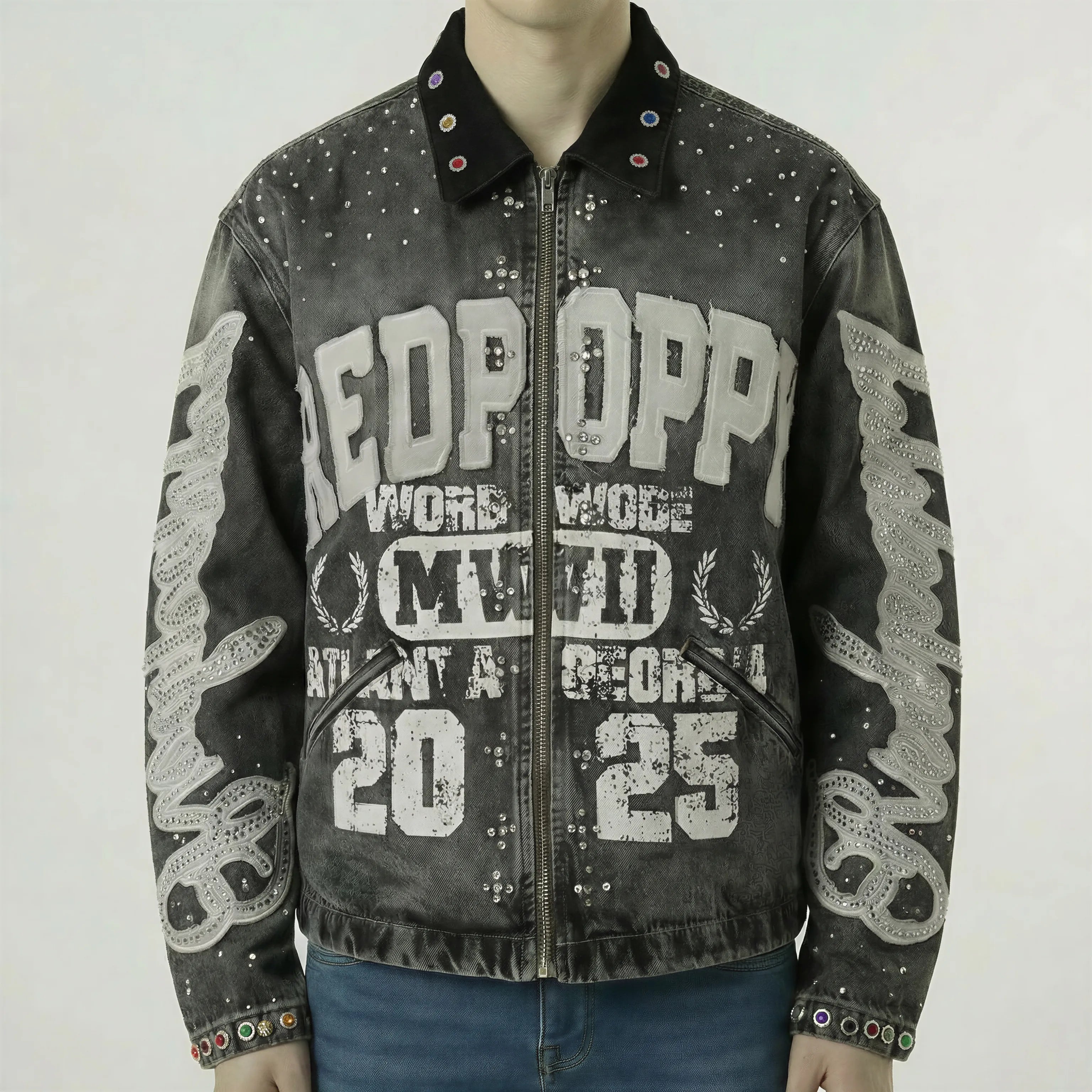 Red Poppy Embellished Jacket - Graphic