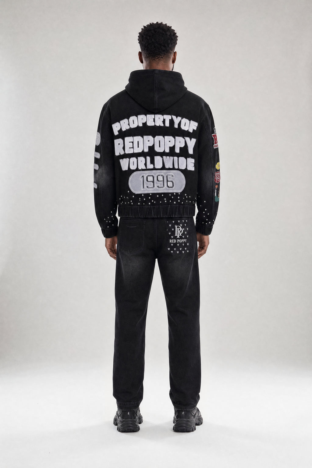 Red Poppy Patchwork Jacket - Embroidered