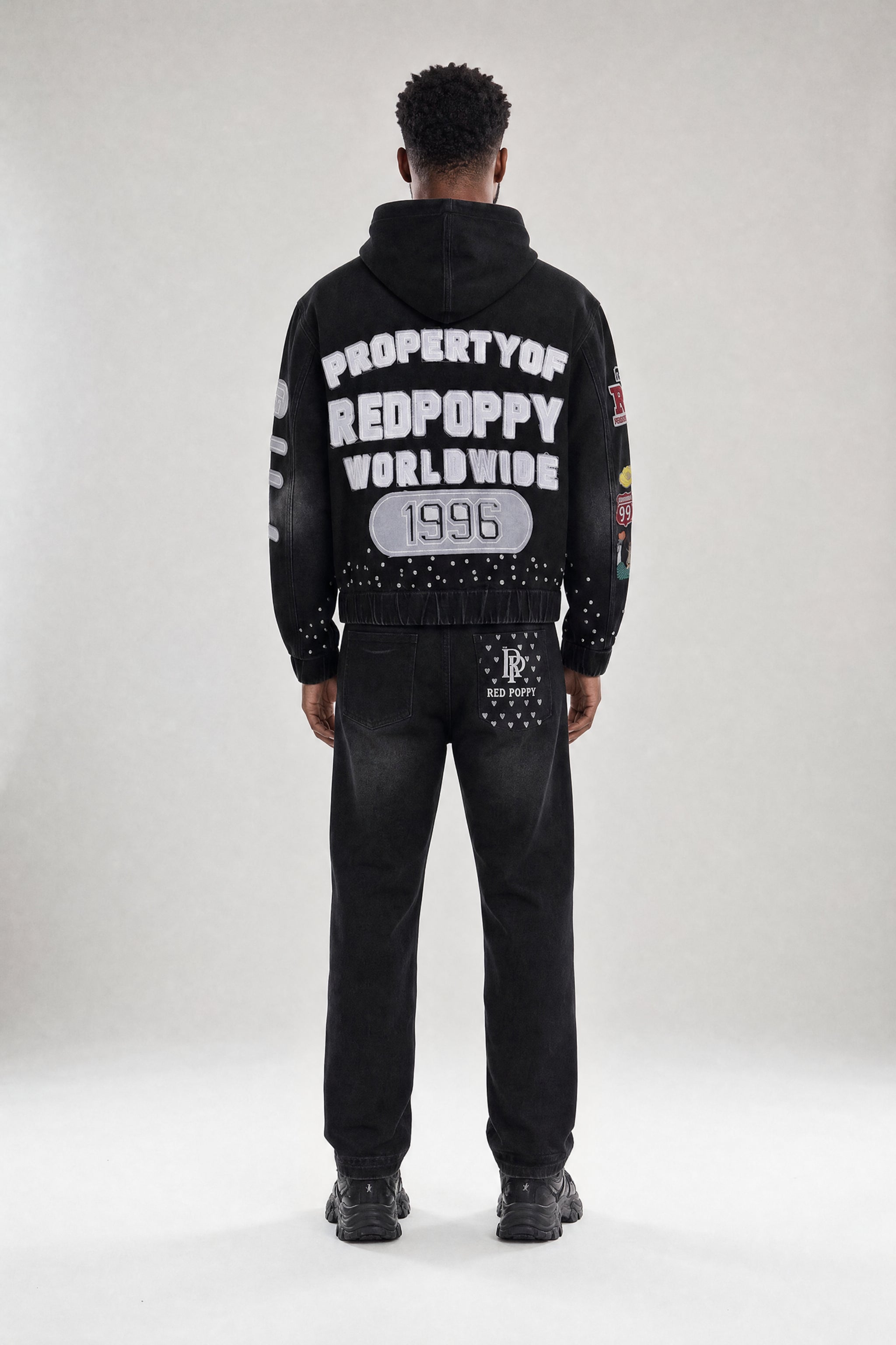 Red Poppy Patchwork Jacket - Embroidered
