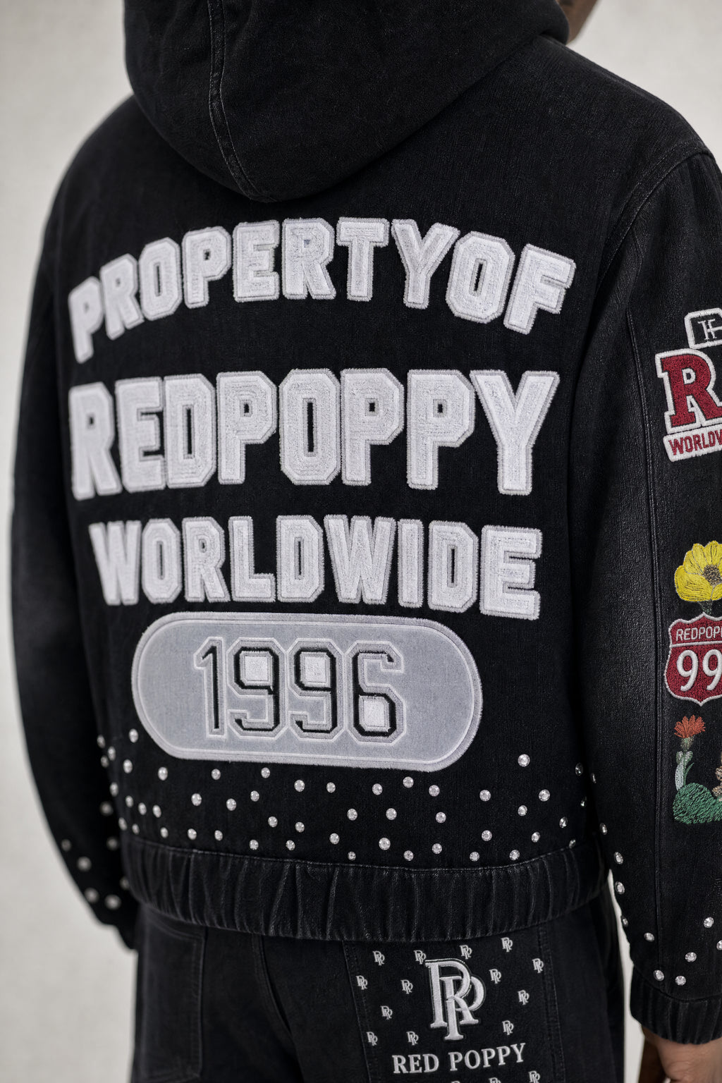 Red Poppy Patchwork Jacket - Embroidered