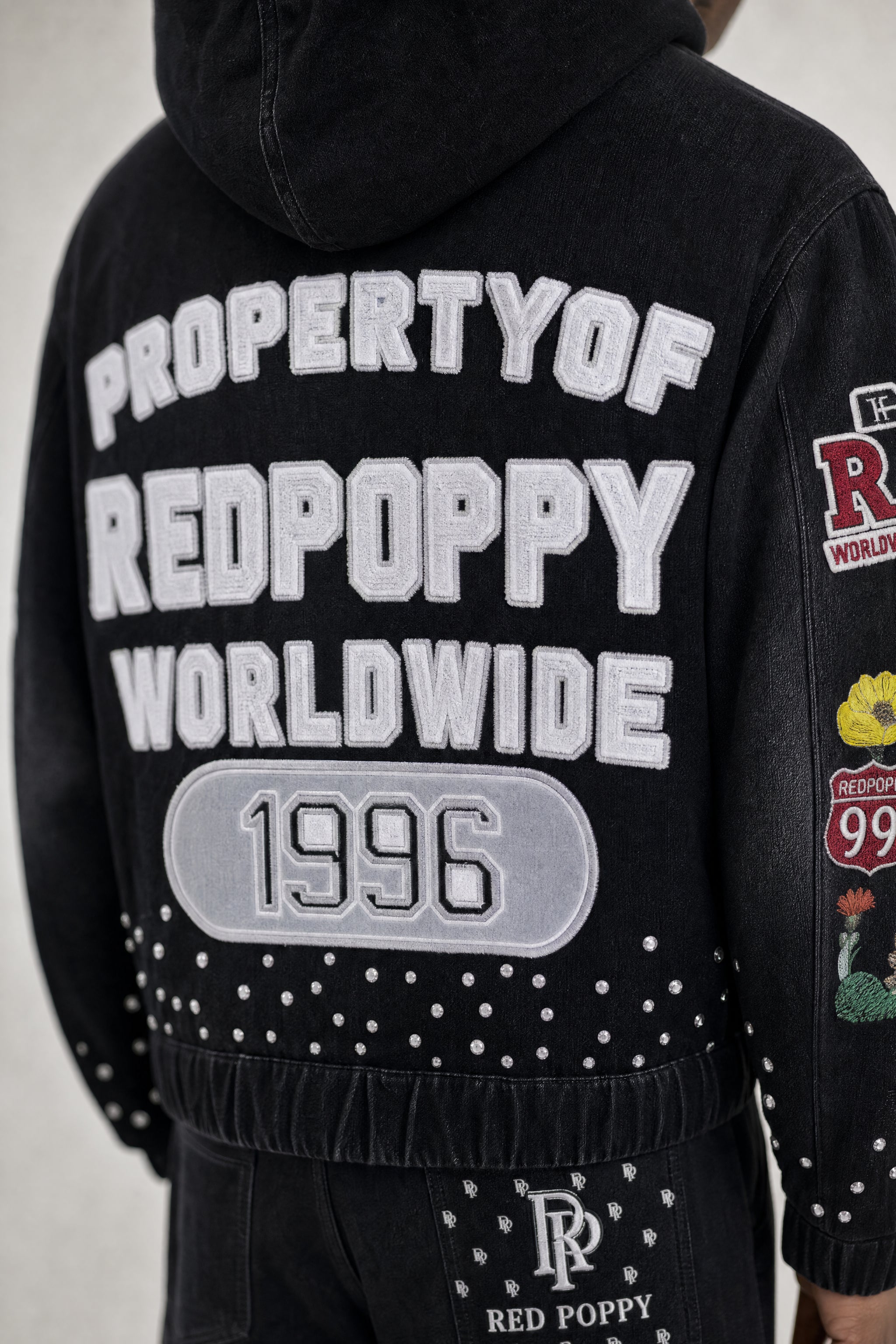 Red Poppy Patchwork Jacket - Embroidered