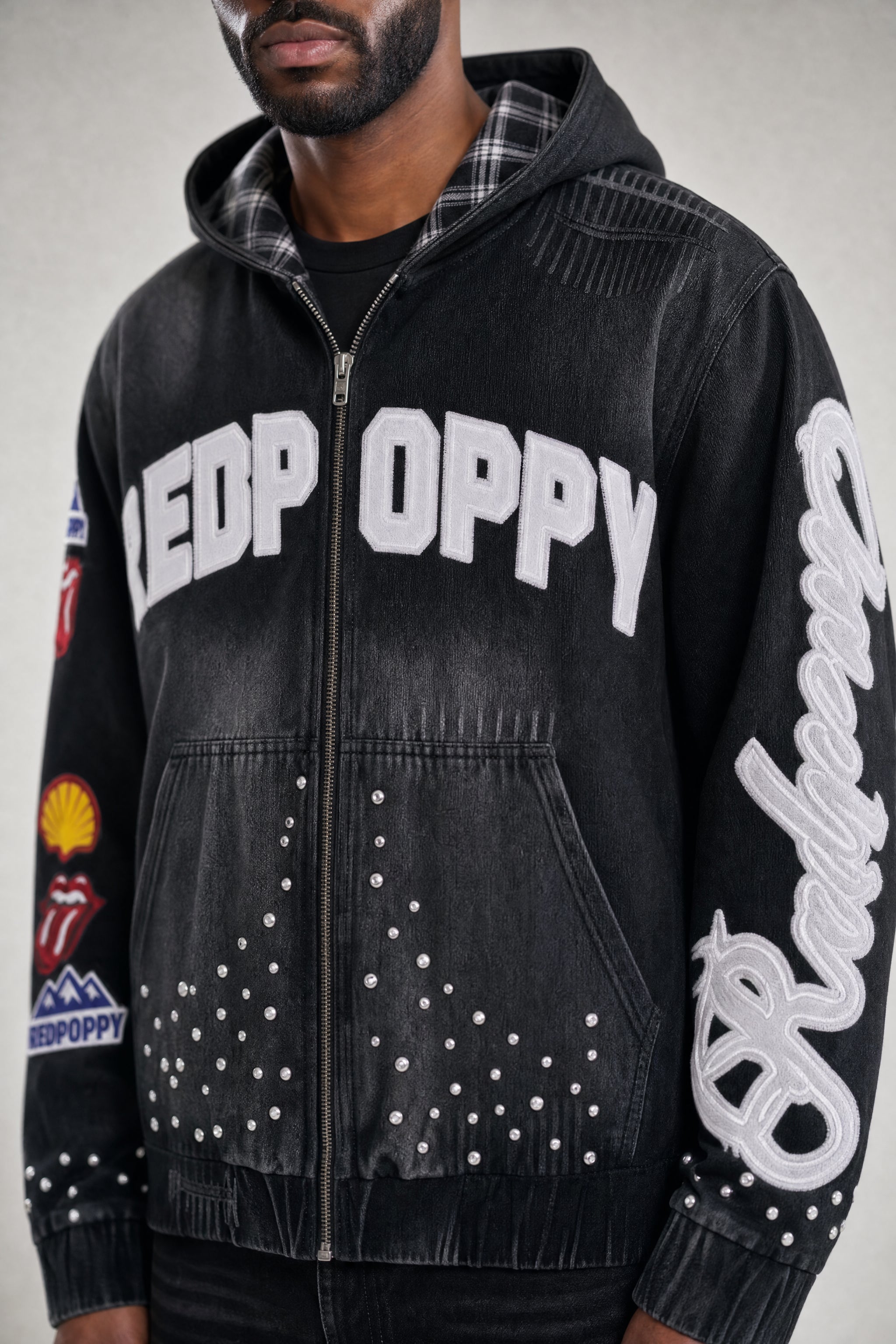 Red Poppy Patchwork Jacket - Embroidered