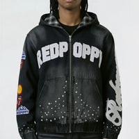 Red Poppy Patchwork Jacket - Embroidered