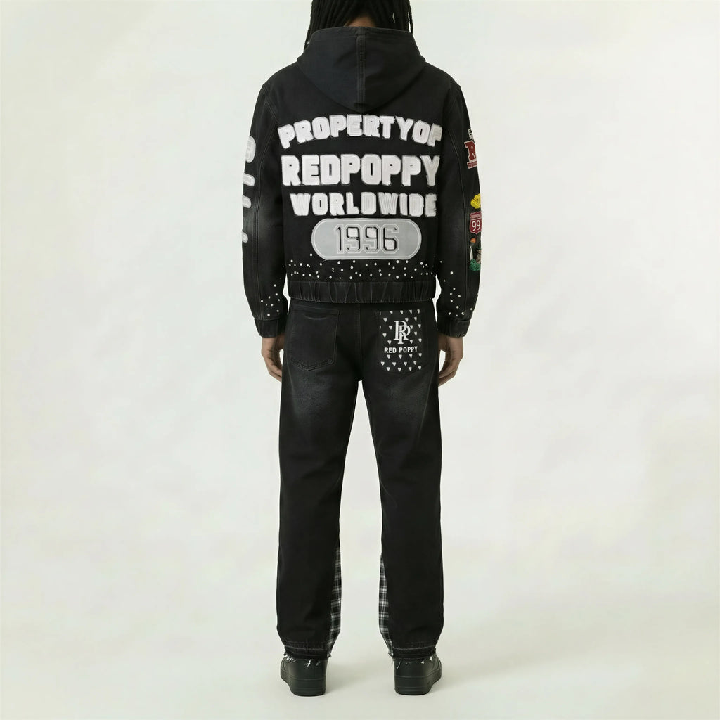 Red Poppy Patchwork Jacket - Embroidered